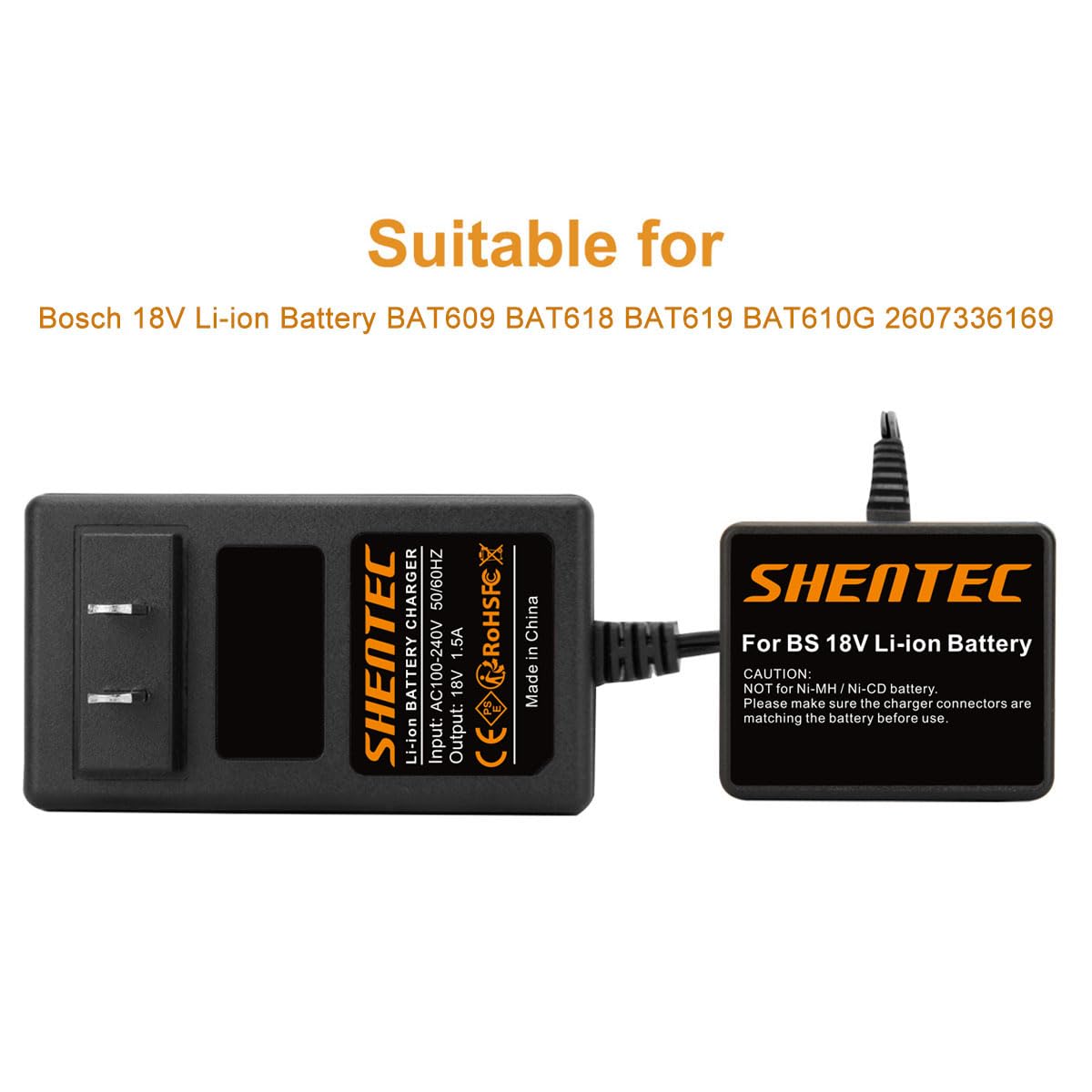 Shentec 18V Li Ion Slide In Style Battery Charger Compatible With Bosch 18V Bat609 Bat609G Bat618 Bat618G Bat619 Bat619G Bat610G