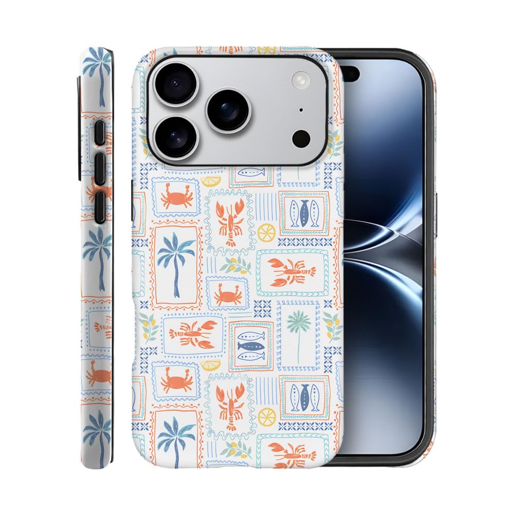 Case for iPhone 17 Pro,Fits Frosted Case Design for Girl Women,Coastal Fish Summer Cute Stamp