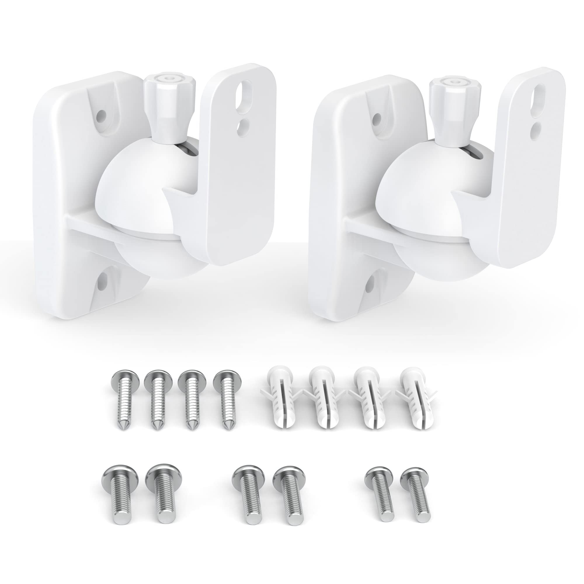 HomeMount Speaker Wall Mount Brackets - Surround & Bookshelf Speaker Wall Mounts Kit, Holds up to 8 lbs, 2 Pack, White