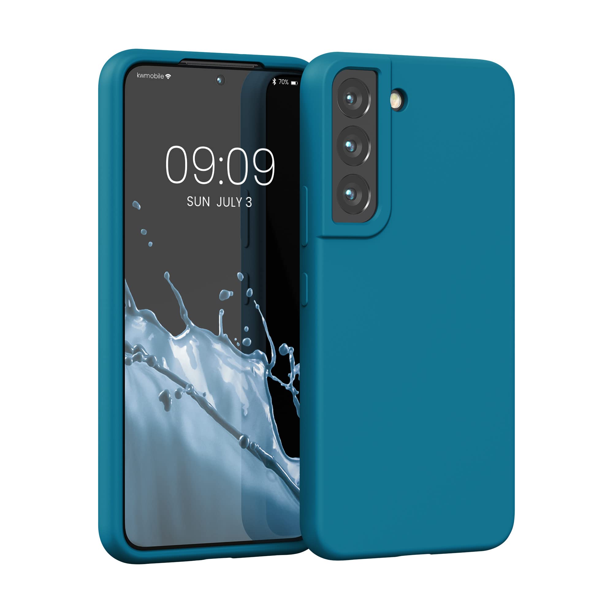 kwmobile Case Compatible with Samsung Galaxy S22 Case - TPU Silicone Phone Cover with Soft Finish - Caribbean Blue