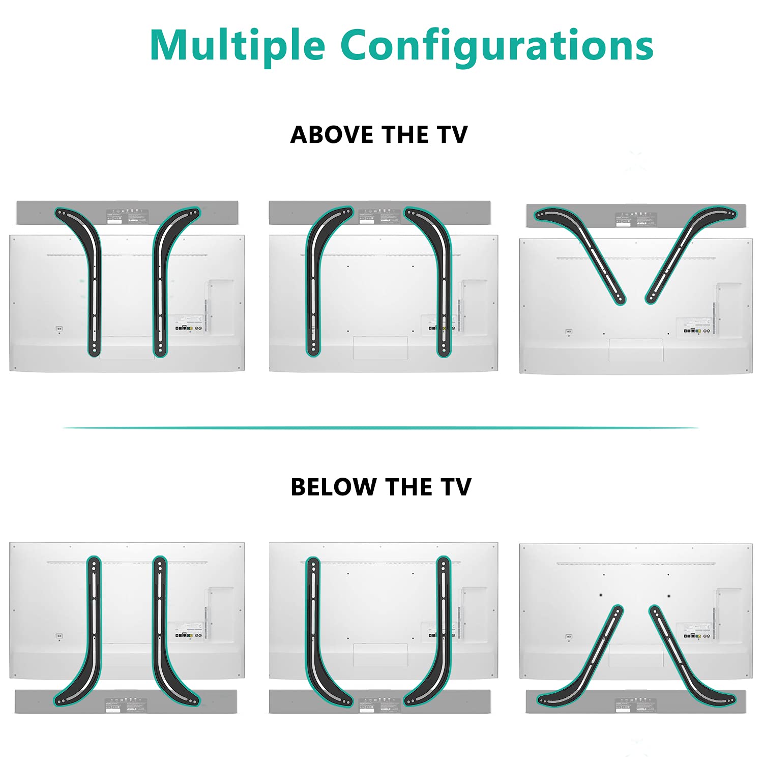 Wali Sound Bar Mount Bracket For Mounting Above Or Under Tv, Fits 32 To 70 Inch Tvs, 33 Lbs. Weight Capacity (Sbr201), Black