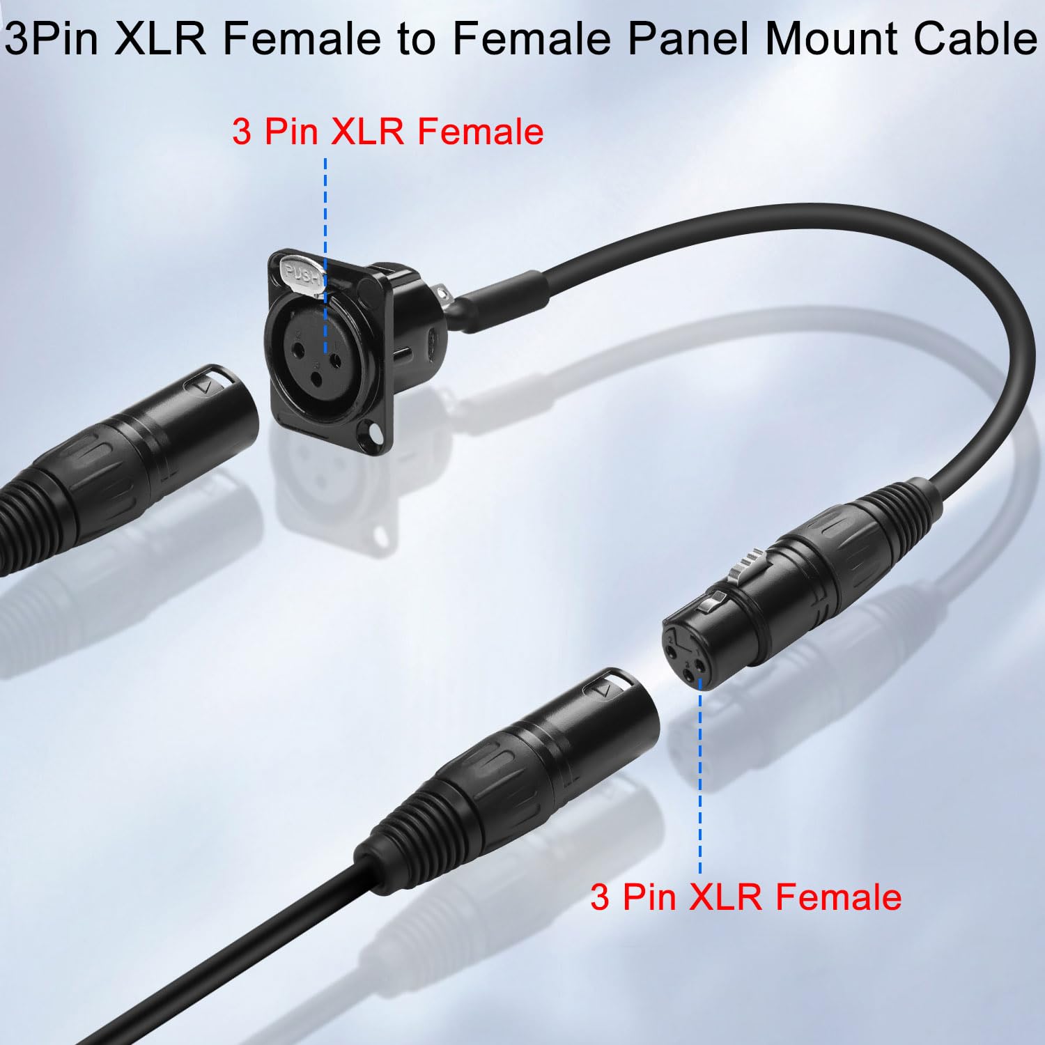 Qianrenon Xlr Fixed Mount Short Cable Adapter Audio Socket 3Pin Xlr Female To Female Panel Mount Cable Mic Connector Xlr Feedthr