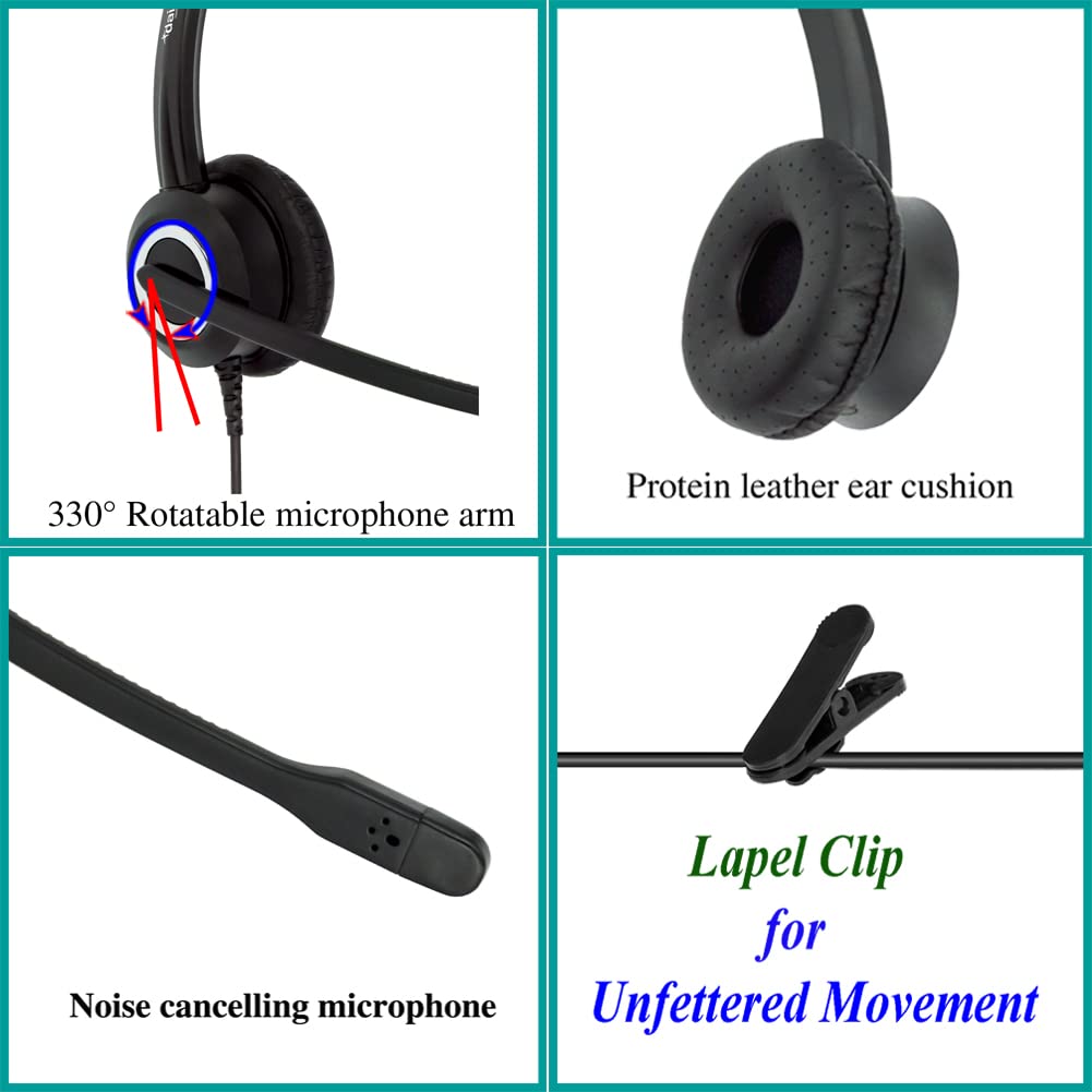 Avaya Headset Hd Voice With His Adapter Compatible With Avaya 1600, 9600, J100 Series Ip Phones Model, Plus 3.5Mm Adapter (Monaural)