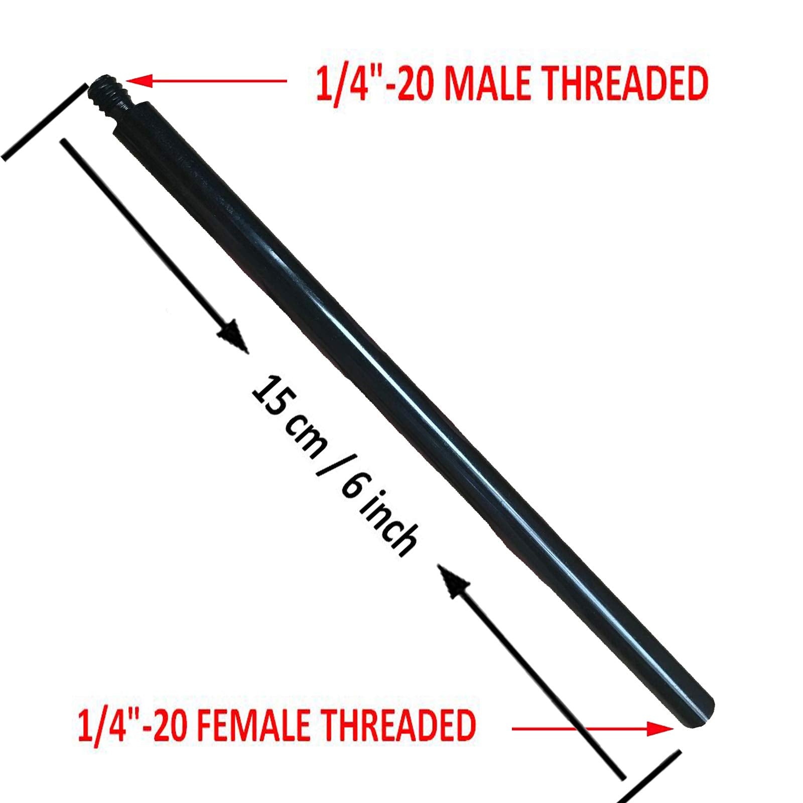 Metal Extension Rod Tripod Extension Tube Lightweight Pole Extender Accessory   With 1/4'' 20 Female Threaded And 1/4'' 20 Male