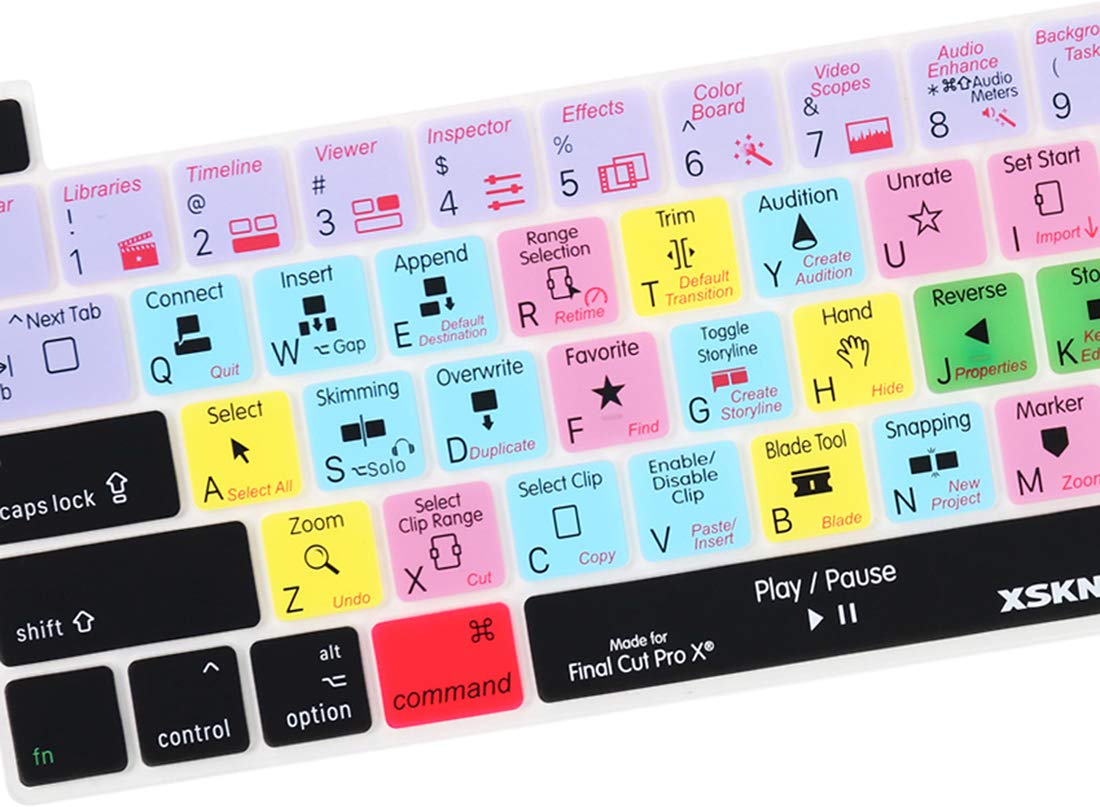 Xskn Final Cut Pro X 10 Silicone Shortcuts Keyboard Cover Skin For 2019 New Macbook Pro 16 Inch A2141 2020 New Macbook Pro 13.3