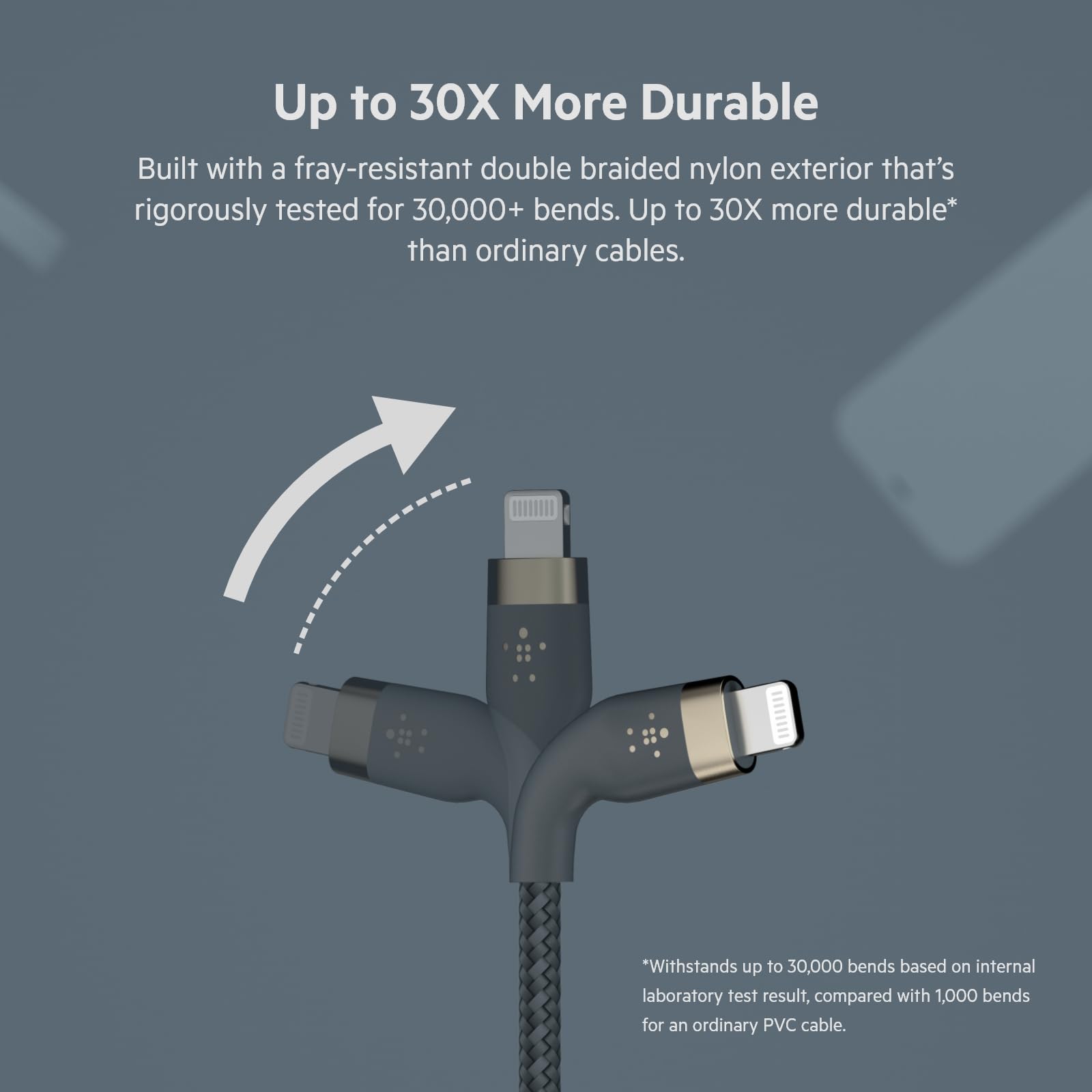 Belkin BoostCharge Pro Flex Braided USB Type A to Lightning Cable (2M/6.6FT), MFi Certified Charging Cable for iPhone 13, 12, 11, Pro, Max, Mini, SE, iPad and More, 2 Pack, Blue