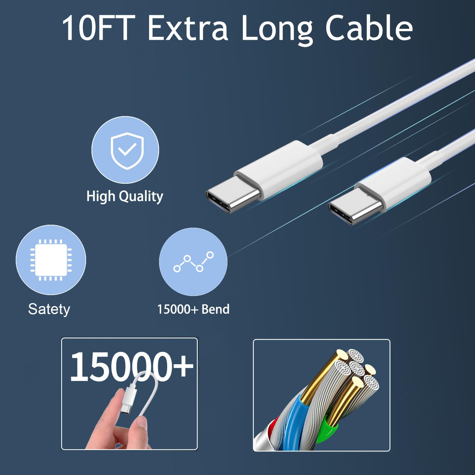 Iphone 16 15 Pro Max Charger Fast Charging, 30W Usb C Iphone 16 15 Charger Block With 10Ft Long C Chargers Cord Cable For Iphone