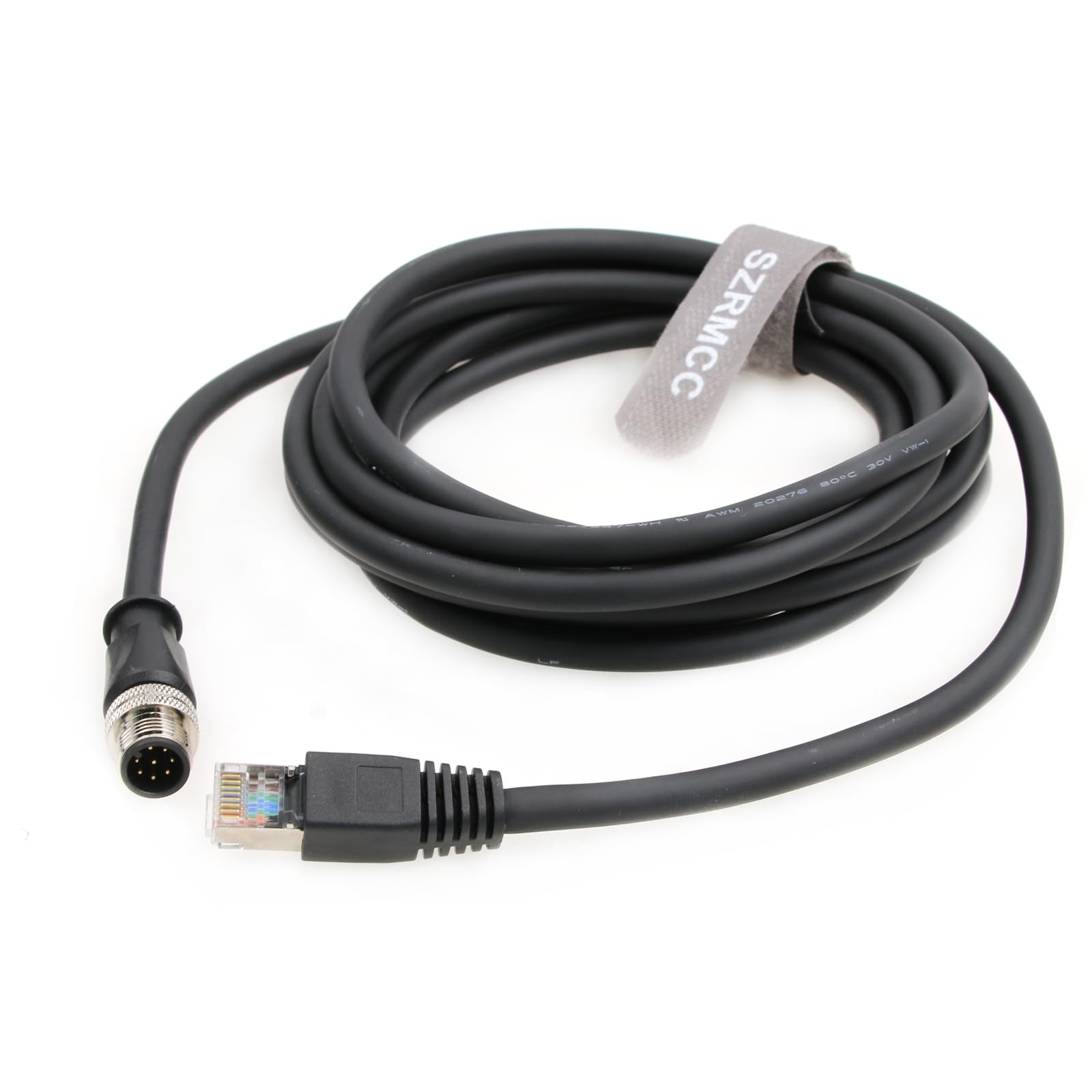 Szrmcc M12 A Code 8 Pin Male To Rj45 Ethernet Cable Cat6 Gigabit Shielded Waterproof Sensor Actuator Network Cable For Cognex In Sight 7000 Dmr 300 Industrial Camera Vision Sensors (Black 10M)