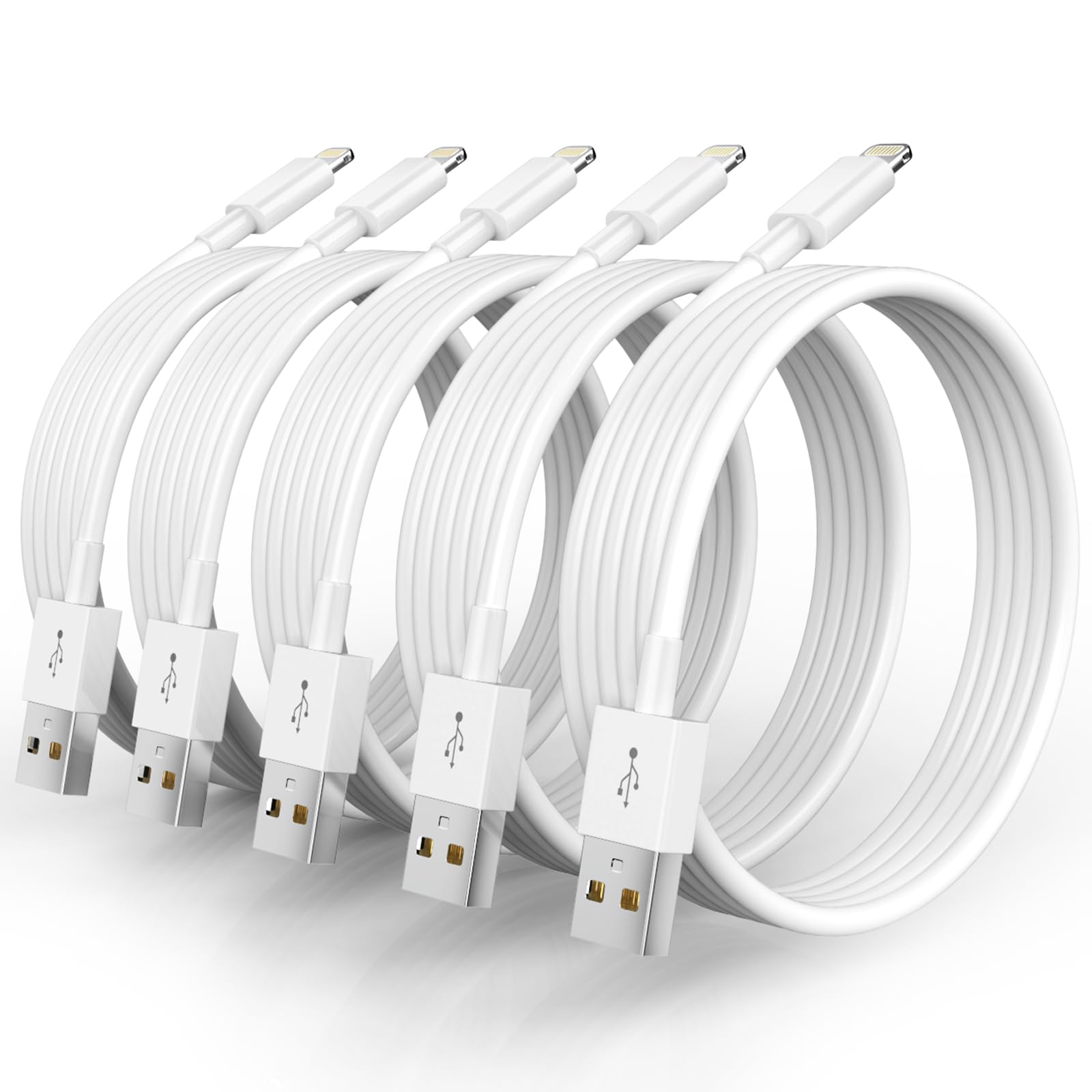 5 Pack(10Ft)[Apple Mfi Certified] Iphone Charger Long Lightning Cable Fast Charging Iphone Cord Compatible Iphone 14/14 Pro Max/13 Pro Max/12/11 Pro Max/Mini/Xs Max/Xr/Xs/X/8/7/Plus/6 Ipad