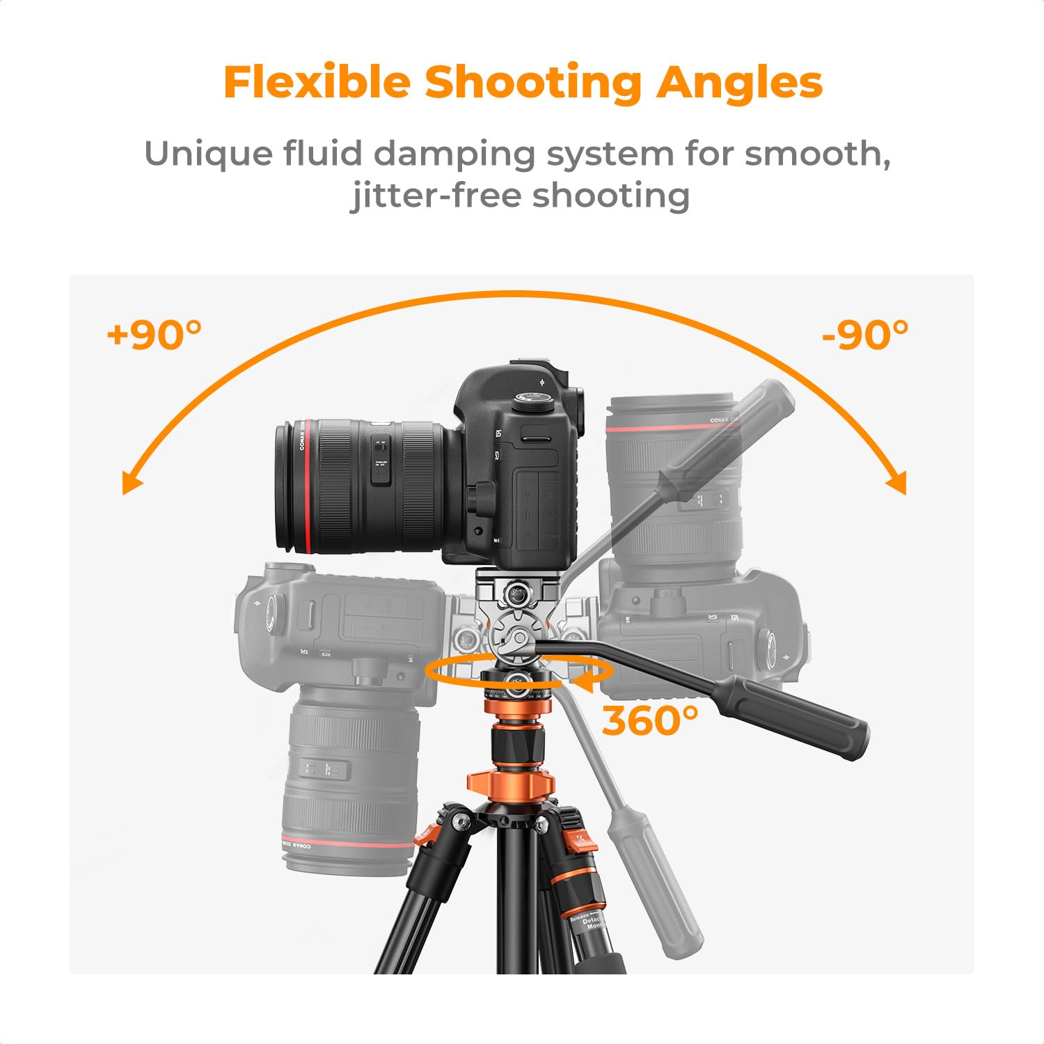 K&F Concept 83 Inch/211Cm Camera Video Tripod For Dslr Compact Aluminum Tripod With Fluid Head And 5Kg Load For Travel And Work K234A7+Fh 03