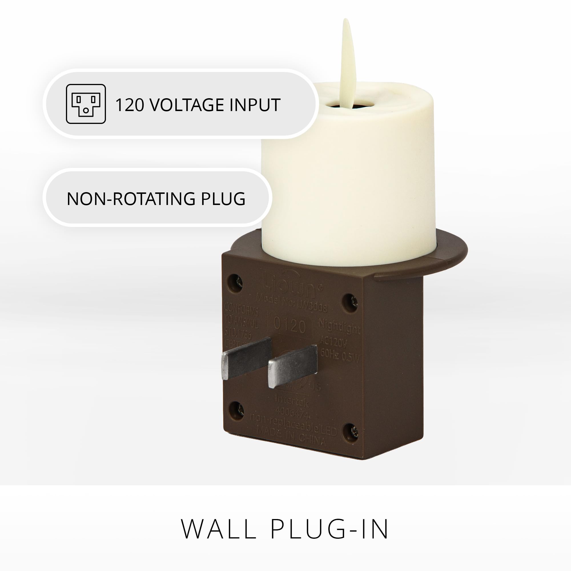 Luminara Set Of 2 Flameless Candle Nightlight (Bronze) Plugs Into Vertical Outlet Only   Dusk To Dawn Sensor Auto Switch On/Off