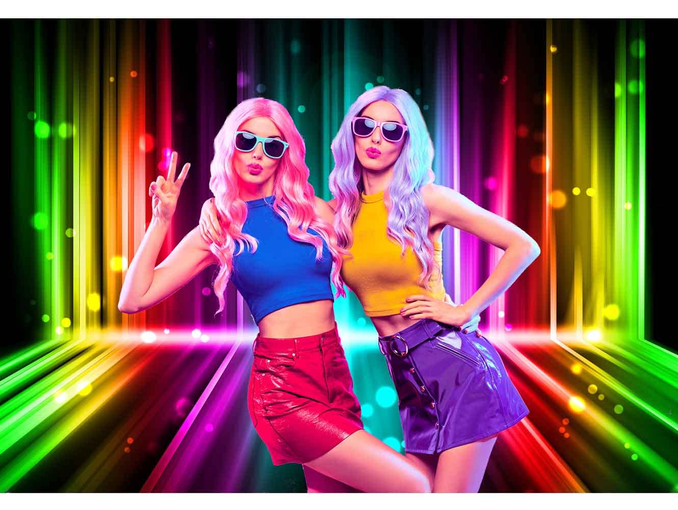 Sensfun Let'S Glow Party Backdrop Music Disco Dance Rainbow Neon Photography Background Birthday Newborn Photo Studio Vinyl Bann