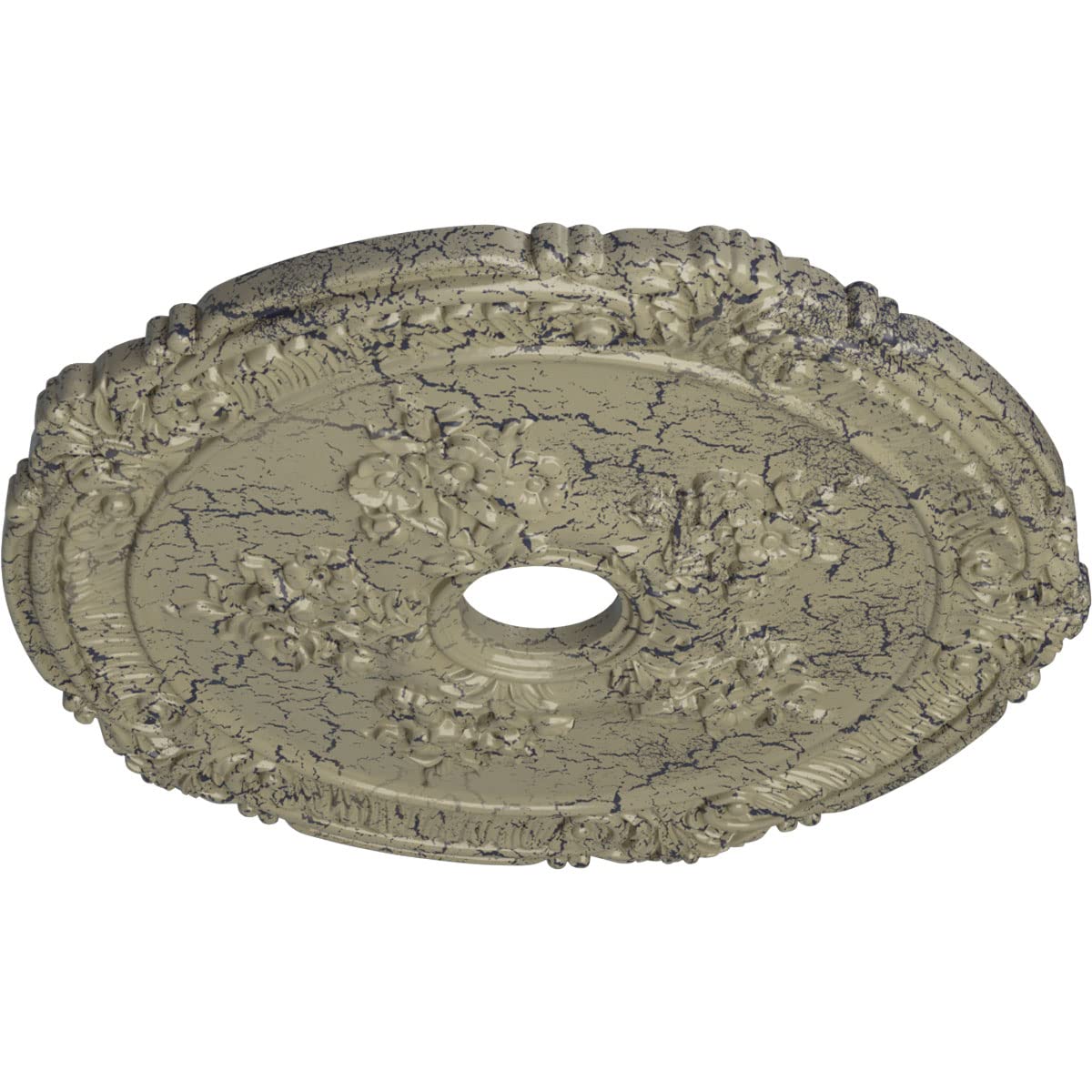 Ekena Millwork Cm26Atcsc Attica With Rose Ceiling Medallion, 26''Od X 3 3/4''Id X 1 1/2''P, Hand Painted Castle Stone Crackle