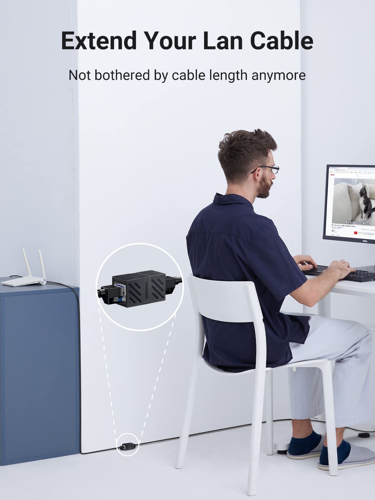 Ugreen Rj45 Coupler 2 Pack, Ethernet Extender 1000Mbps In Line Coupler Cat7 Cat6 Cat5E Cable Connector Ethernet Adapter Female T