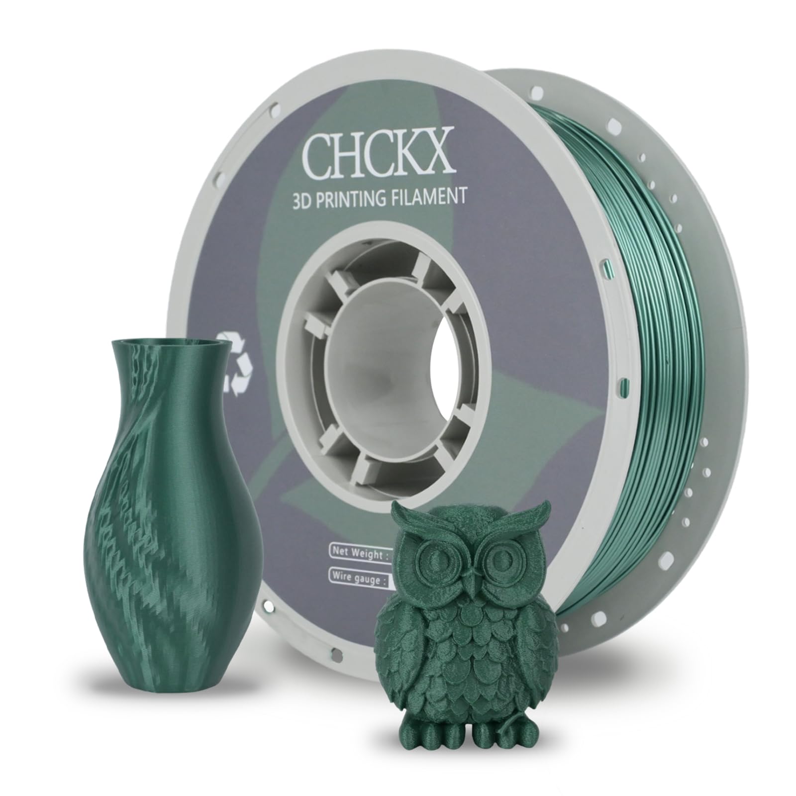 CHCKX PETG 3D Printer Filament, Dimensional Accuracy +/- 0.03 mm, 1kg Spool(2.2lbs), 1.75 mm Fit for Most 3D Printers,Metallic E