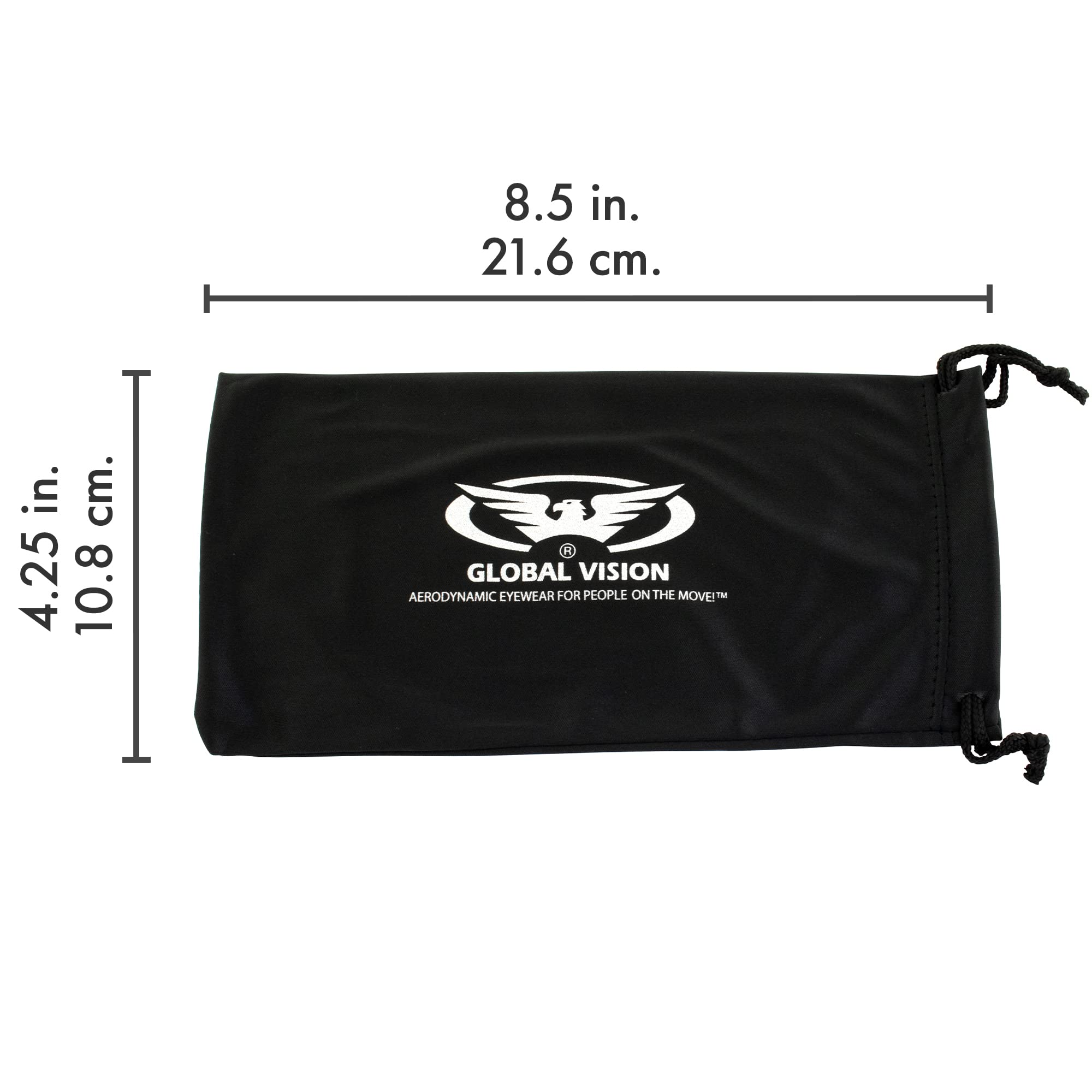 Global Vision 5 Large 4 1/4'' X 8 1/2'' Black Micro Fiber Bags For Sunglasses Goggles Cell Phone Carrying Pouch Case Sleeve