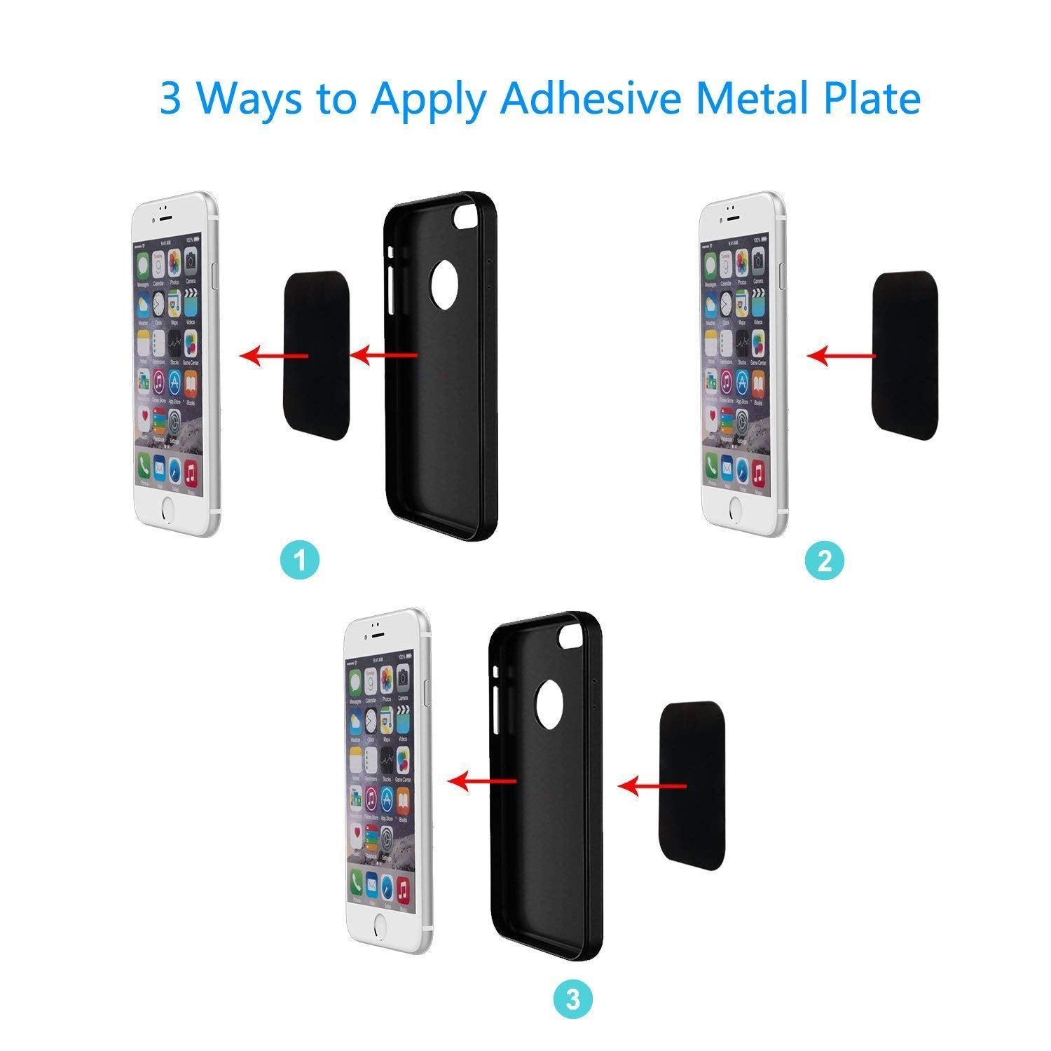 Best Tek Mount Metal Plate, Phone Magnet Sticker, Metal Plate For Magnetic Mount 8 Pack