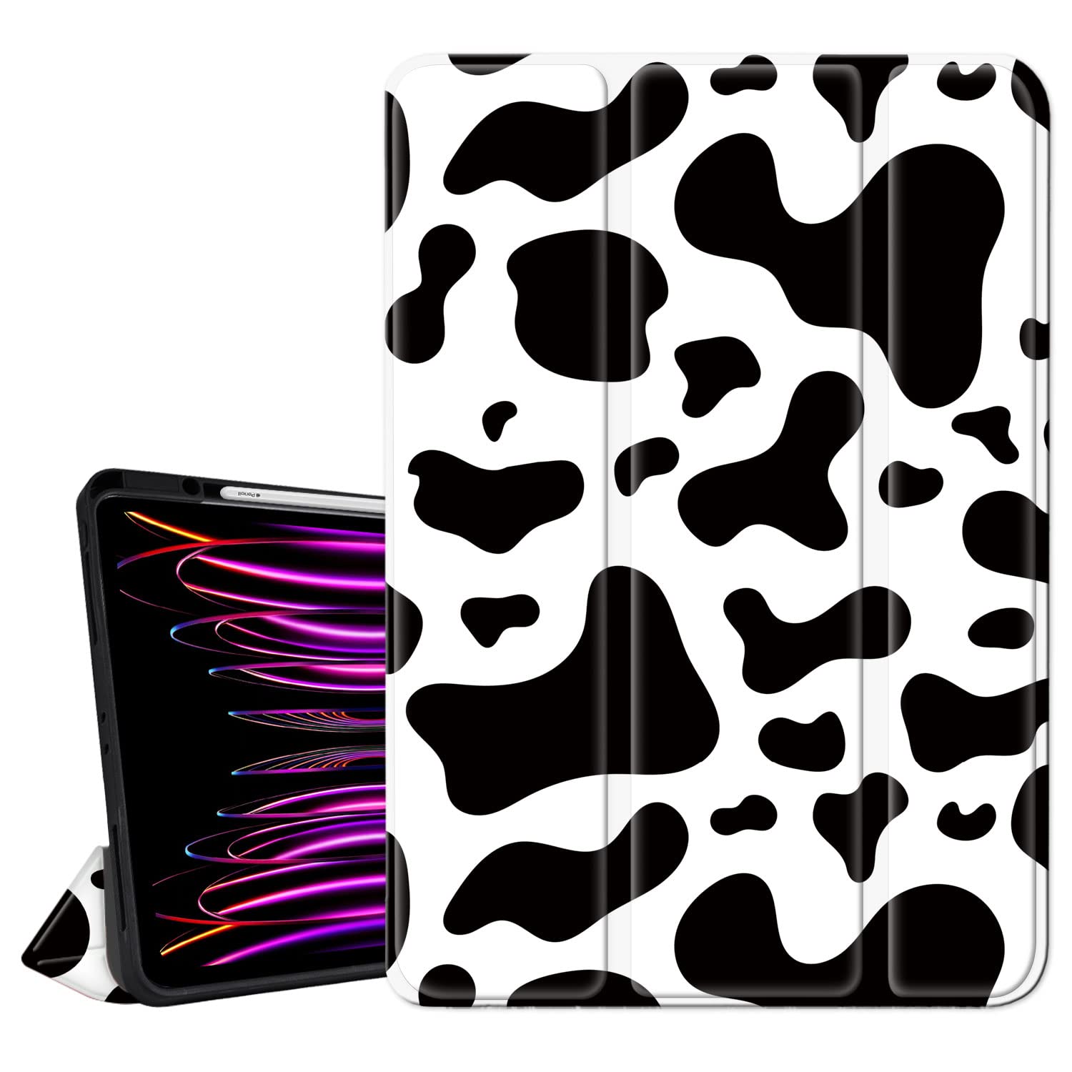 Hi Space For Ipad Pro 11 Inch Case 2022 2021 2020 2018 4Th 3Rd 2Nd 1St Generation With Pencil Holder, Cow Trifold Stand Protecti