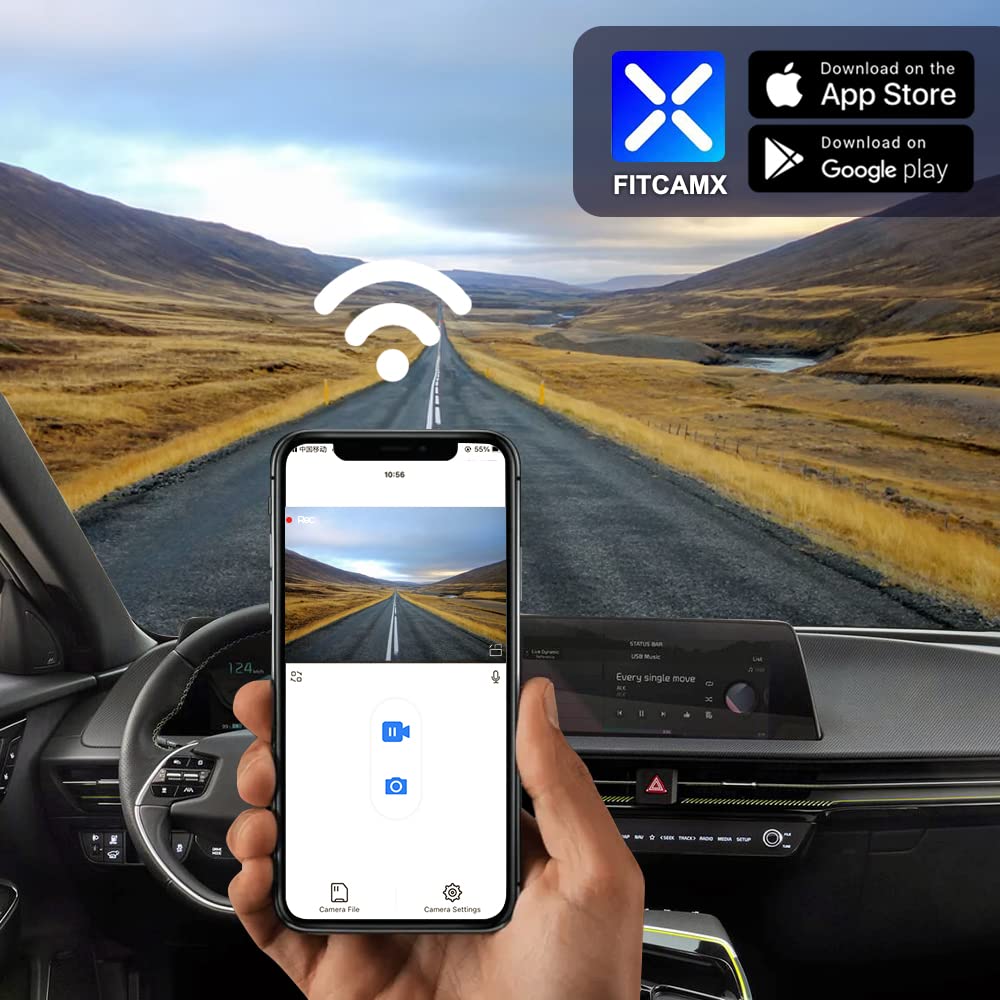 Fitcamx 4K Dual Dash Cam For 2022 2023 2024 Kia Ev6 Gt Gt Line Light Wind, Integrated Oem Style, Front 2160P+Rear 1080P Video, L