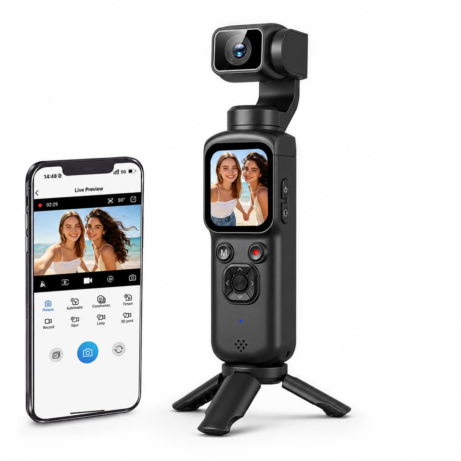 HolyEye 4K Vlogging Camera with AI Face Tracking, 330 Rotating Lens & WiFi
