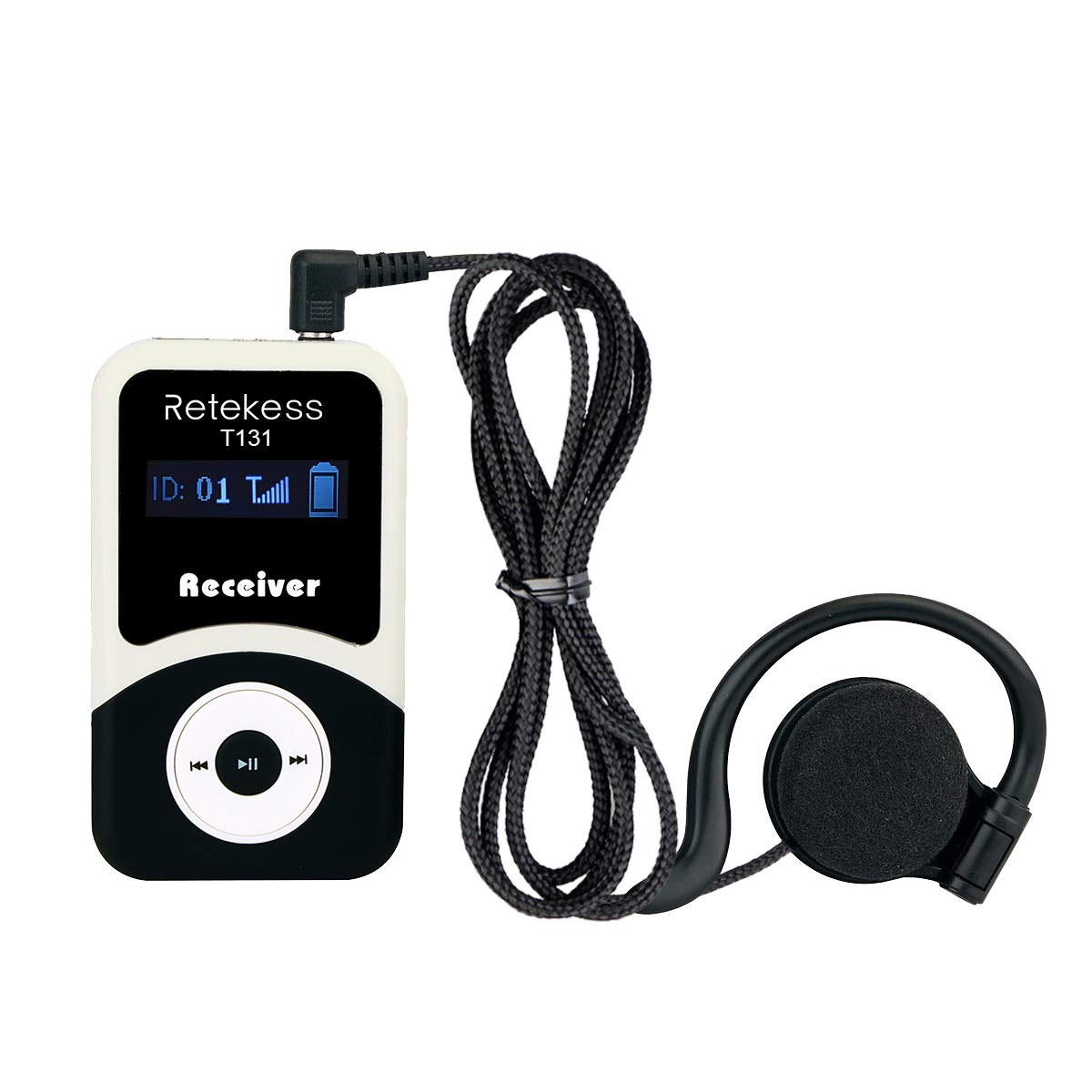 Retekess T131 Wireless Tour Guide System Receiver With 3.5Mm One-Side Earphone, 99 Channels, Audio Translation System For Church