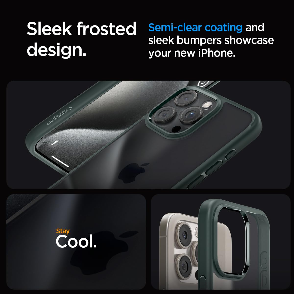 Spigen Ultra Hybrid Designed For Iphone 15 Pro Max Case (2023) [Anti Yellowing], [Military Grade Protection]   Frost Green