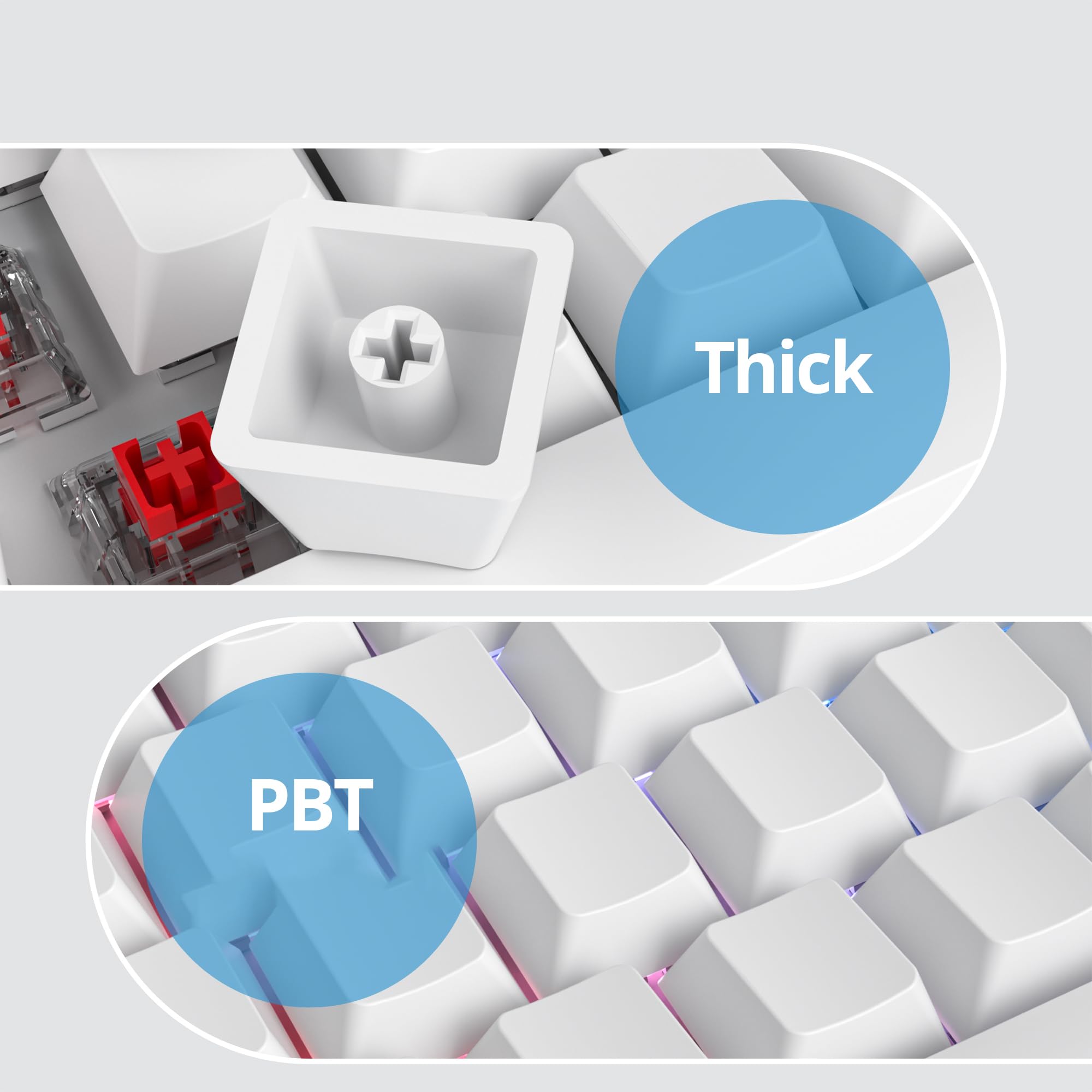 Fogruaden Blank Keycaps, Thick Pbt White Keycaps, Cherry Profile, Minimalist White Keycaps, 128 Keycaps Set, Custom Keycaps For