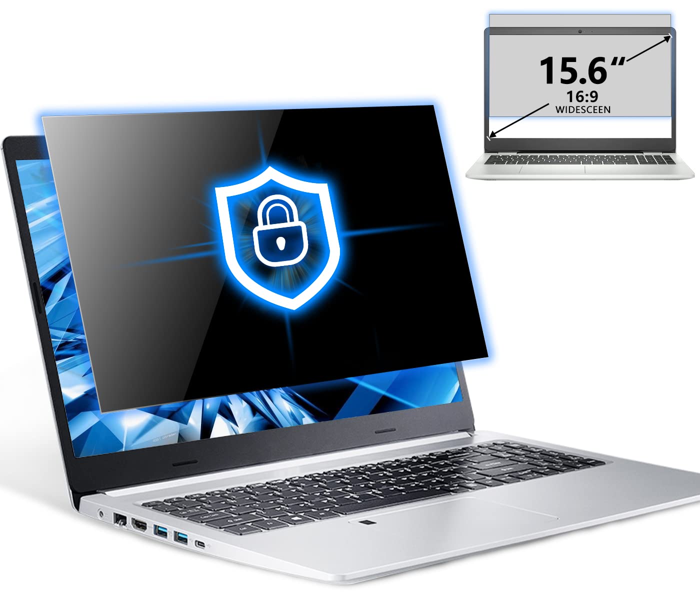 Filmext Laptop Privacy Screen 15.6 Inch Privacy Screen Filter For Laptop 15.6'' Asus/15.6'' Acer/15.6Hp/Dell/Toshiba 16:9, Anti 