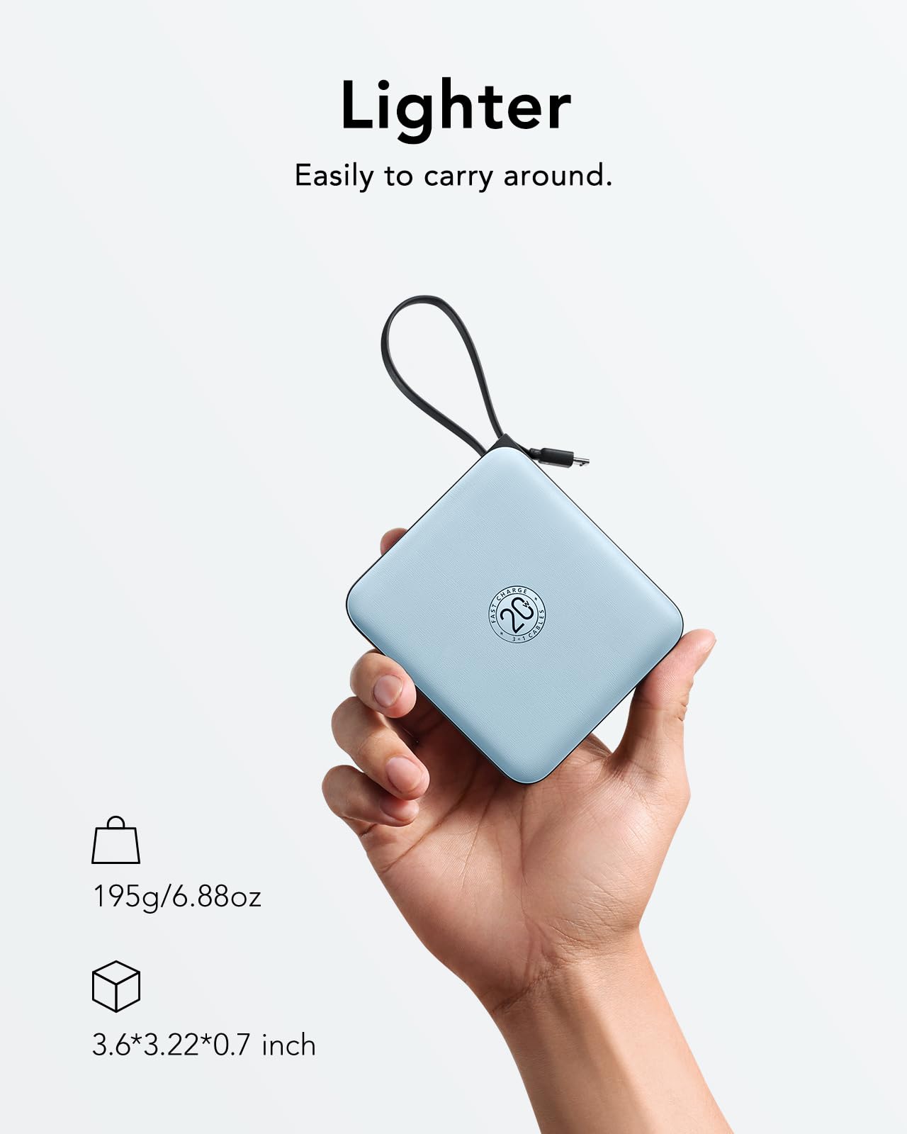 Vrurc Portable Charger For Iphone, Pd 20W Fast Charging, 10000Mah Power Bank & 4 Built In Cords, Battery Pack With Usb C For Iph