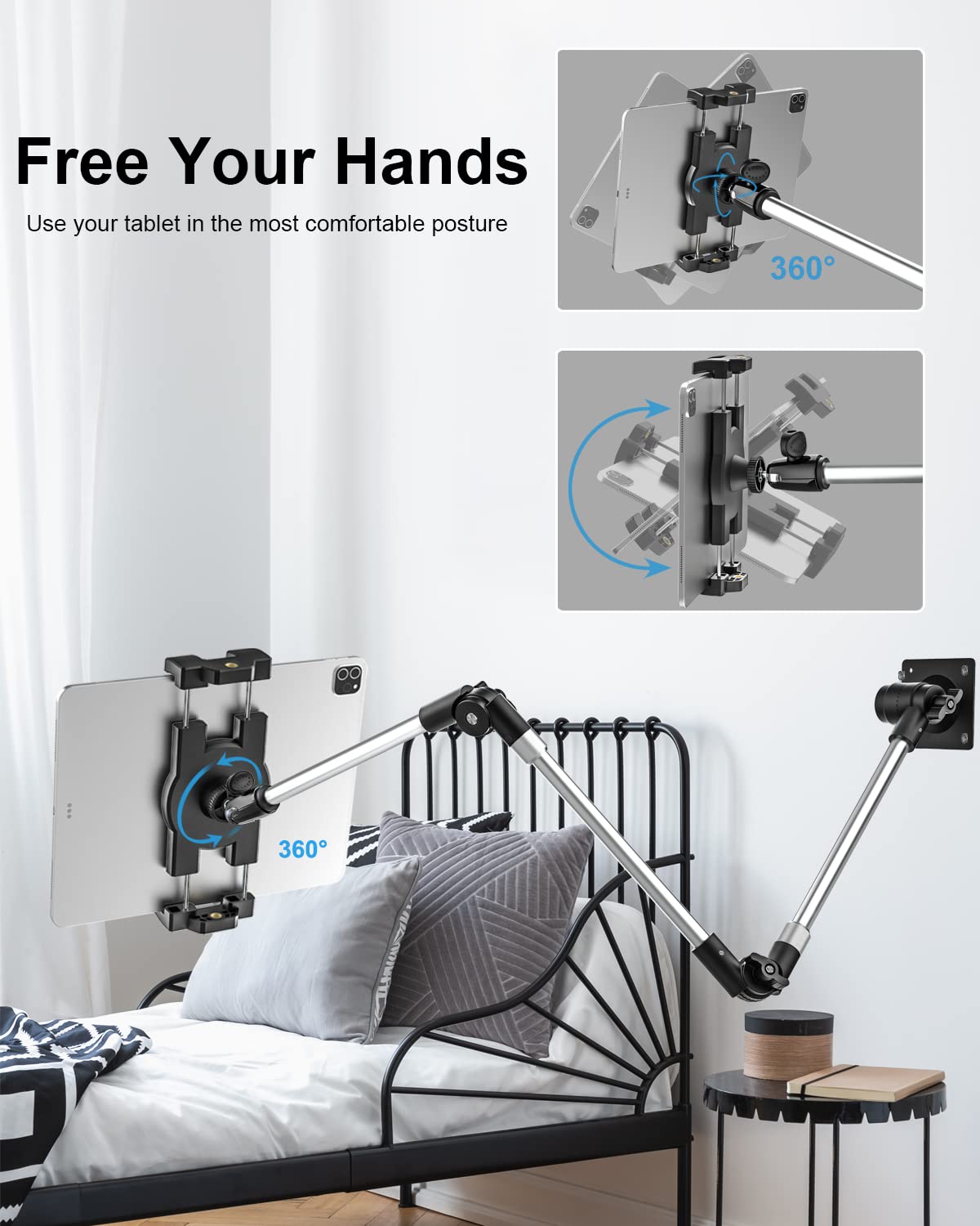 Woleyi Adjustable Tablet Wall Mount Holder   35 Inch Foldable Arm Phone Ipad Mount For Wall, Webcam Stand Camera Mount, Fit For