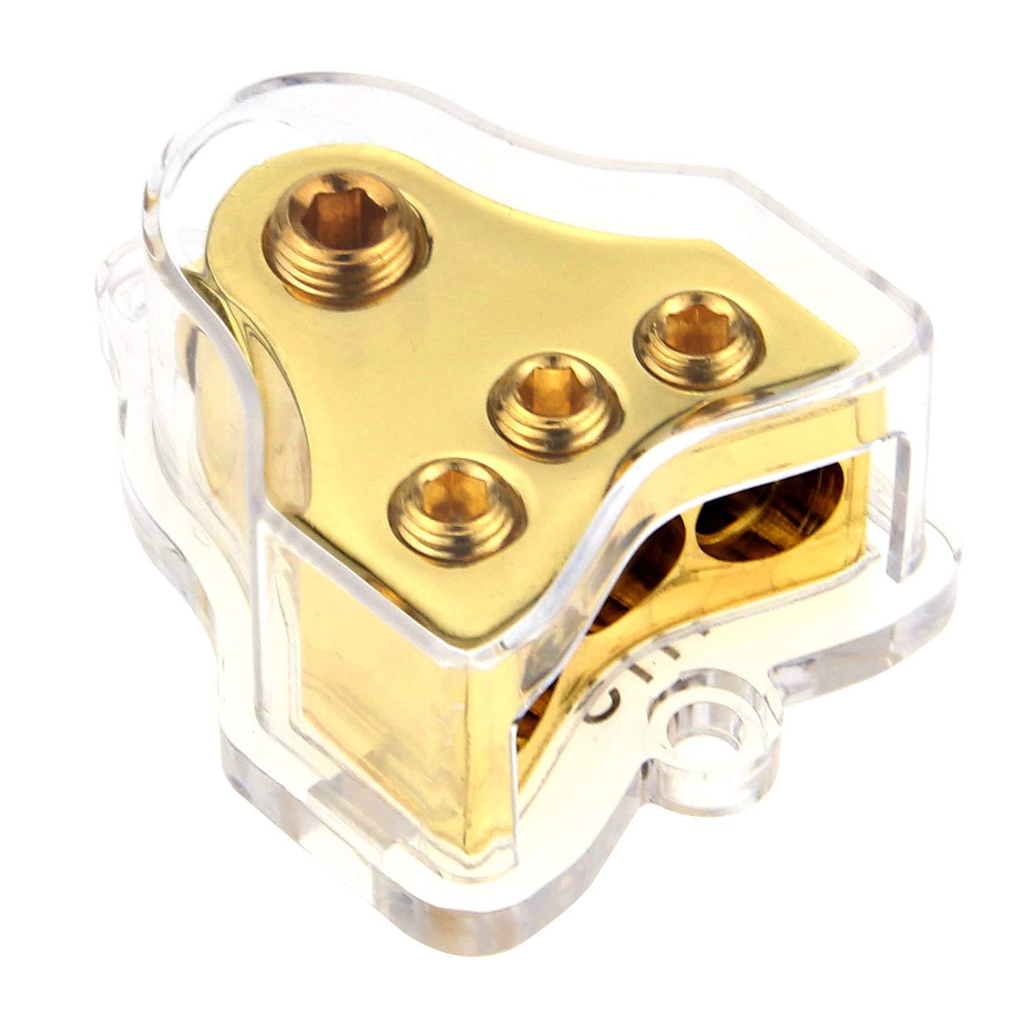 ZOOKOTO Copper 0/2/4 Gauge in 4/8/10 Gauge Out Amp Power Distribution Block for Car Audio Splitter (1 in 3 Out)