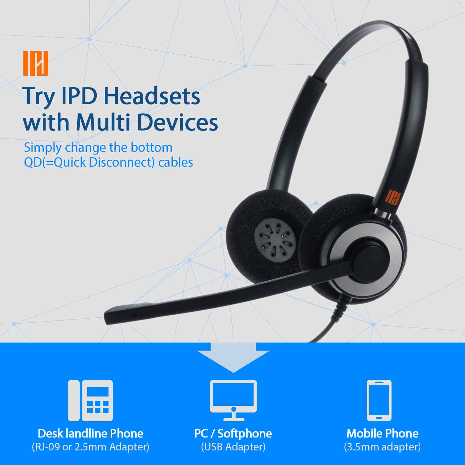 Ipd Iph-165 Phone Headset With Noise Cancelling Microphone For Office And Call Center -Compatible With Cisco Landline Phones -78