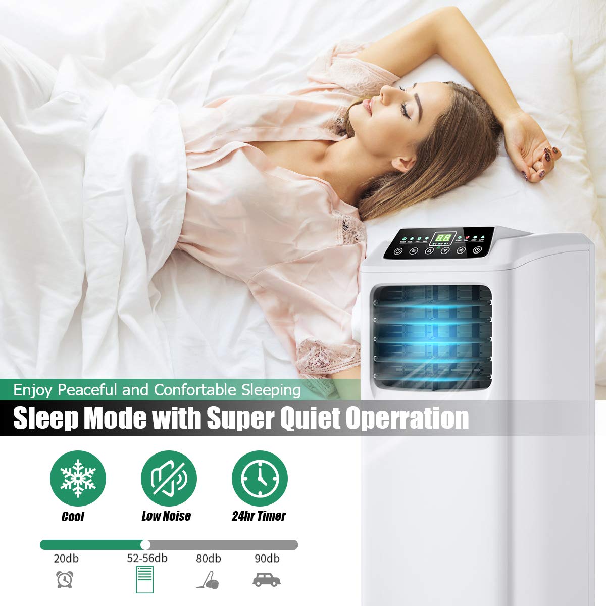Toolsempire Portable Air Conditioner 8000 BTU 3-in-1 Easy-cool White for Rooms up to 230 Sq Ft