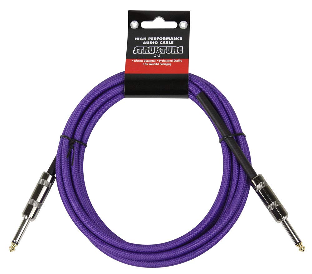 10 Foot Instrument Cable, 6mm Woven - Purple