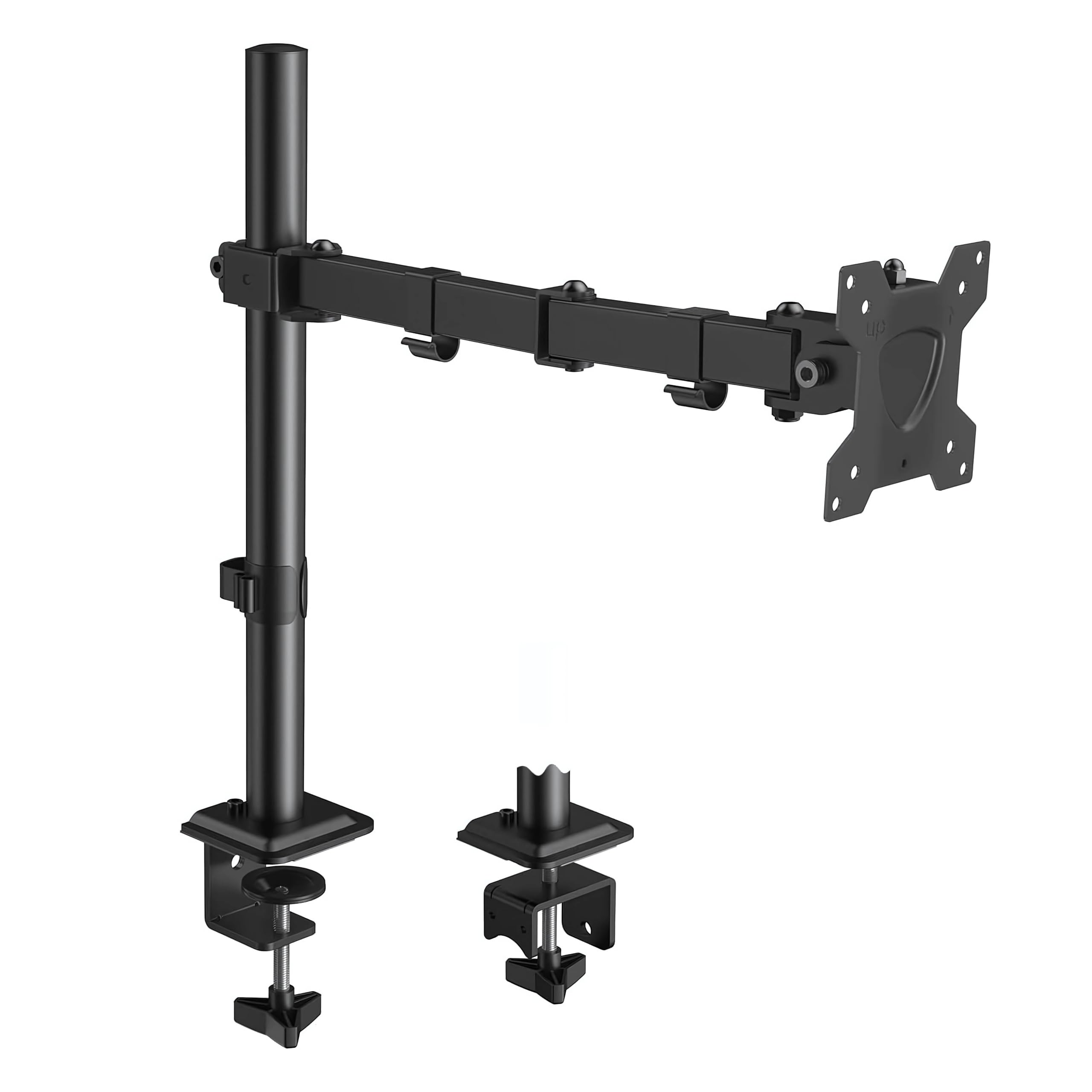 Bijasani Single Monitor Stand | CClamp & Grommet Mount | 400Mm Pole | 10 Kg Capacity | 1032Inch Vesa | Tilt Swivel 360 Rotation |