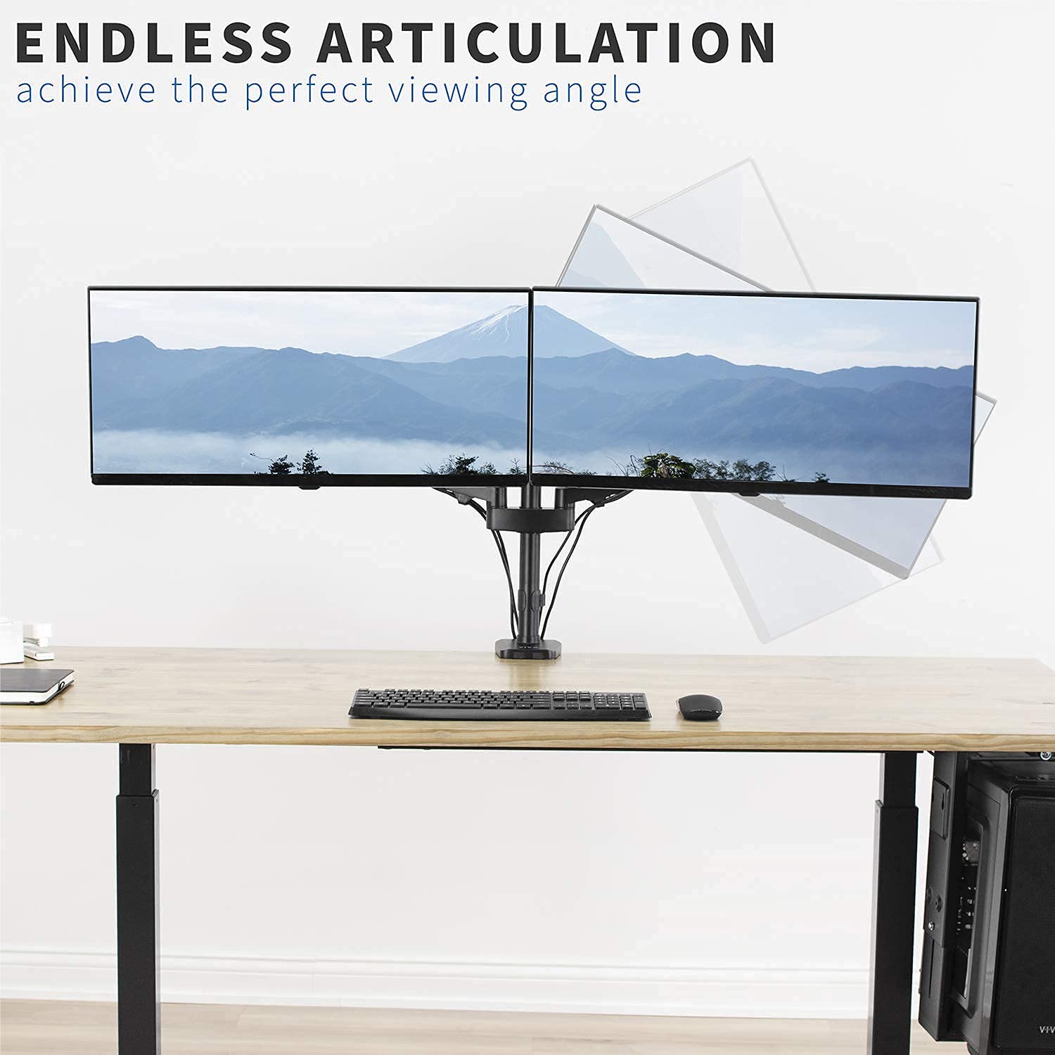 VIVO Heavy Duty Dual 17 to 32 inch Monitor Pneumatic Spring Arm Stand, Aluminum Clamp on Desk Mount, Fits 2 Screens, Max VESA 100x100, Black, STAND V200G