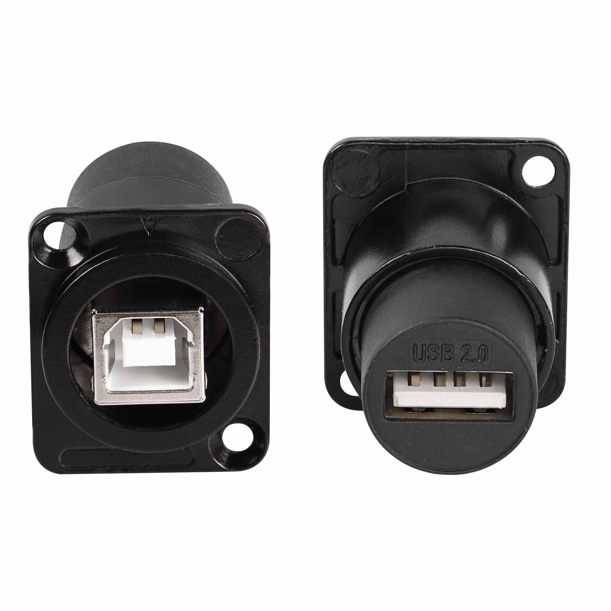 Qianrenon Usb B To Usb A Panel Mount Adapter Usb B Female To Usb 2.0 Female Printer Data Connector, Xlr Panel For Printer Scanne