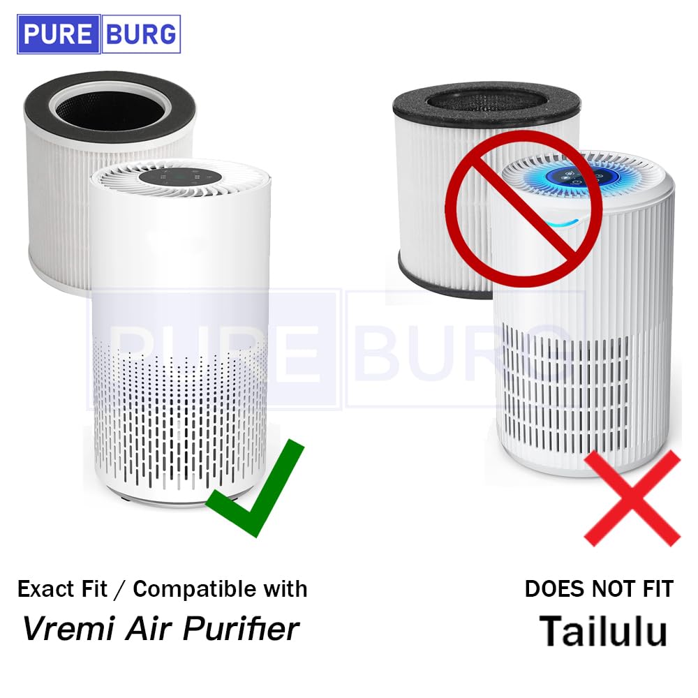 Pureburg Replacement Filter Compatible With Vremi Air Purifier,2 Pack H13 Hepa Activated Carbon 2 In 1 4 Stage Filtration Air Cl