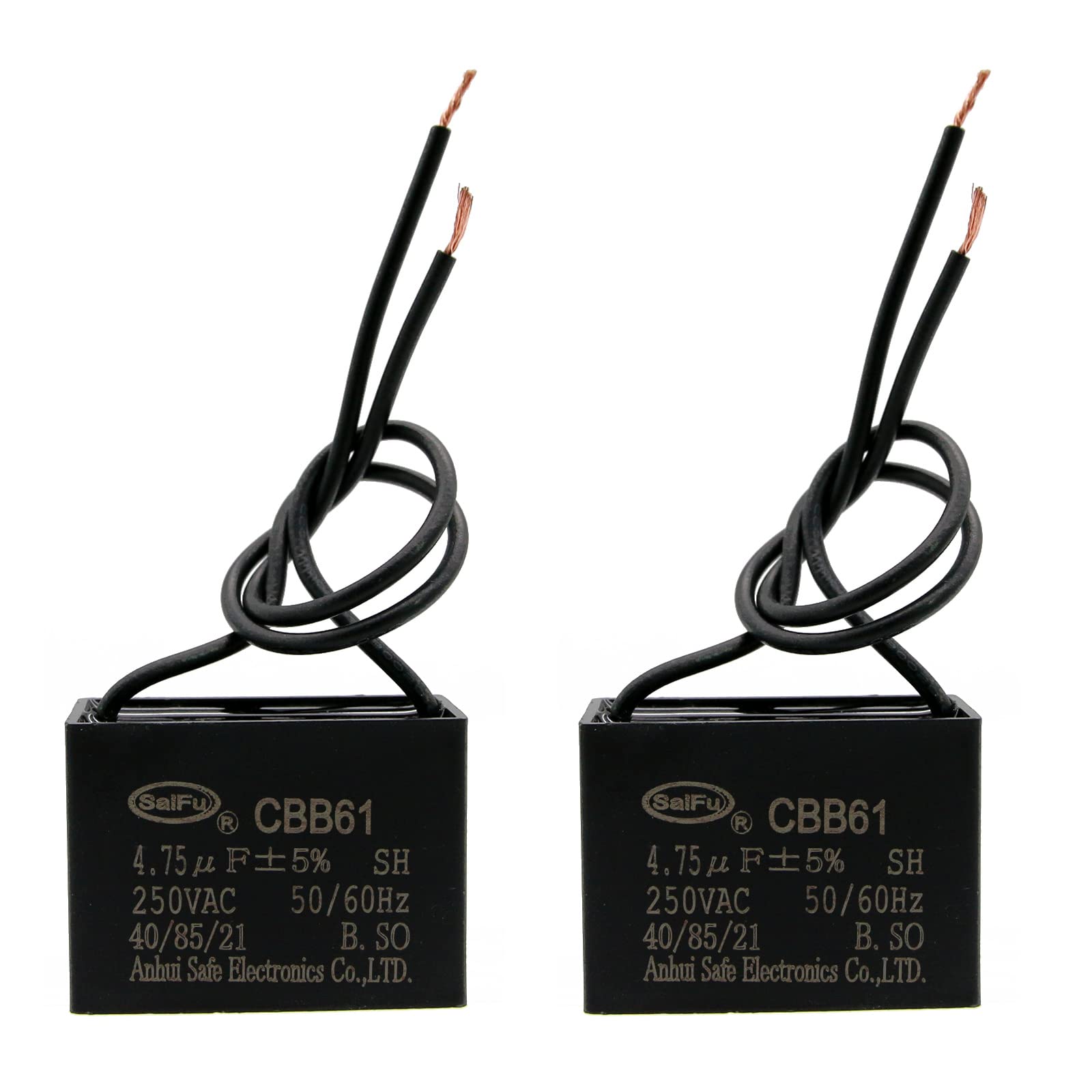 Akzytue Cbb61 Capacitor 4.75Uf 250V Ac Ceiling Fan 2 Wire 50/60Hz For Starting Electric Fan Generator Pump Motor (2 Pack)
