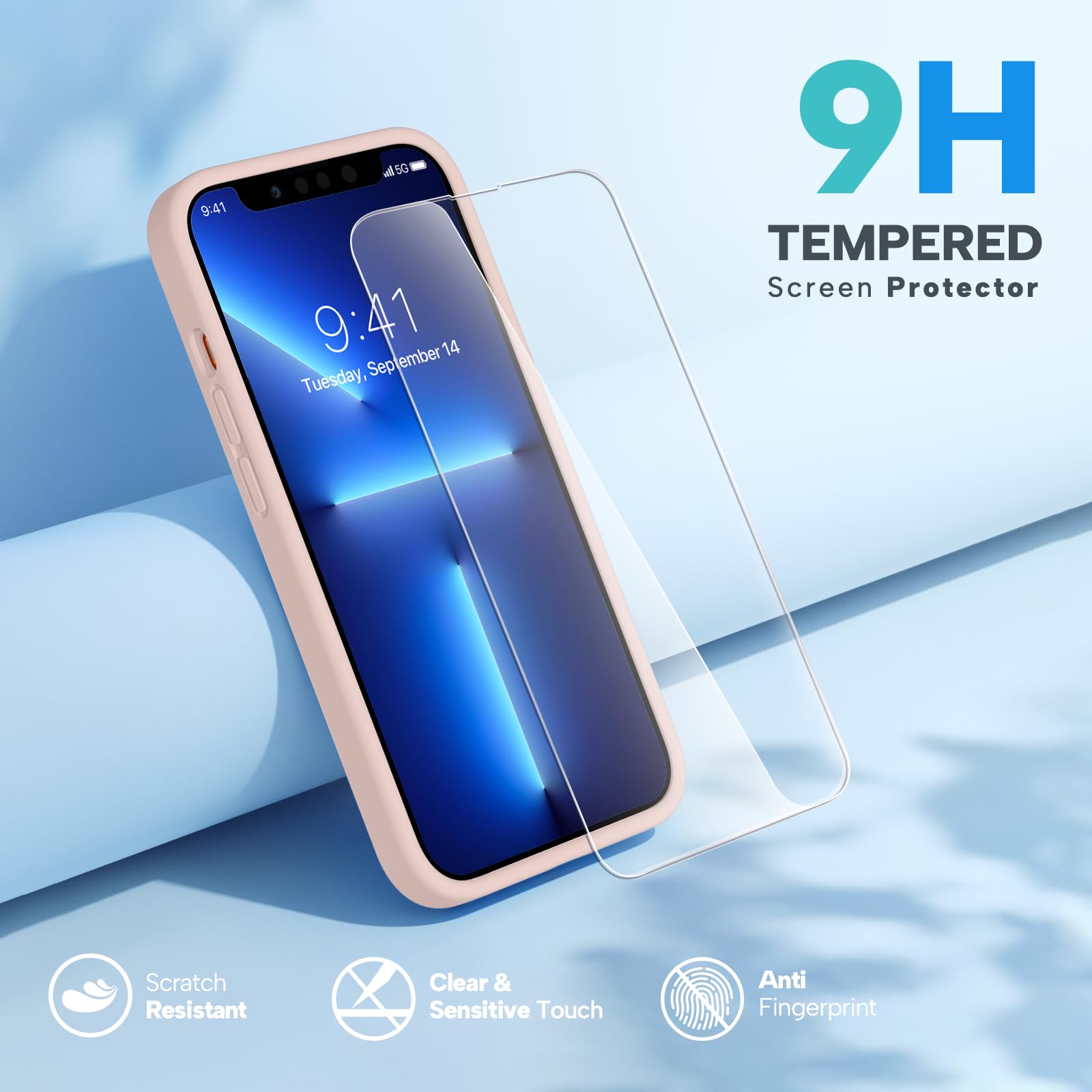 Miracase Designed For Iphone 13 Pro Case, With Tempered Glass Screen Protector, [Soft Anti Scratch Microfiber Lining], Shockproo