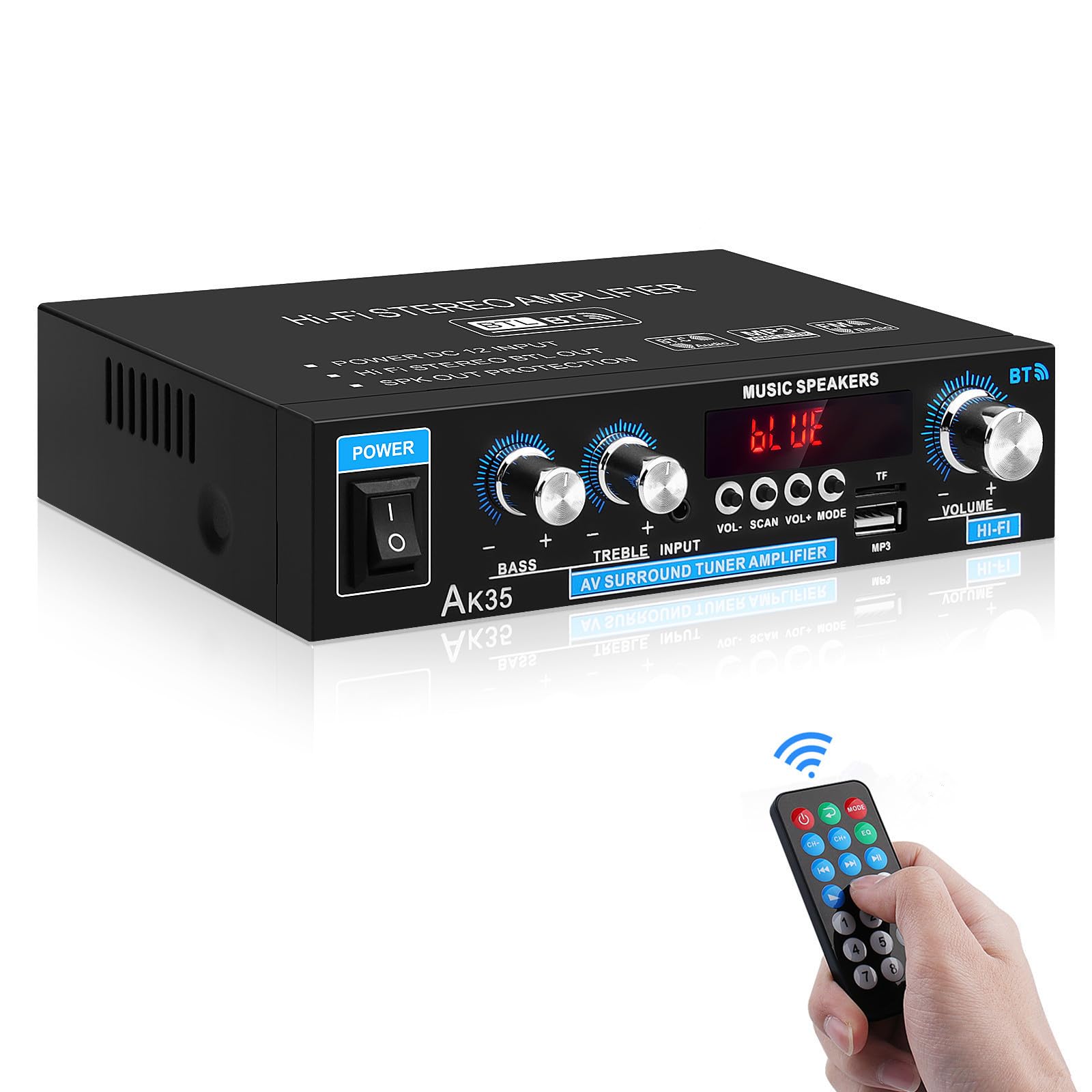 Home Audio Amplifier Ak 35 Hifi Bluetooth 5.0 Mini Stereo Power Amp Receivers 2.0 Channel Rms 30W X 2 Max. 200W Output With Usb,