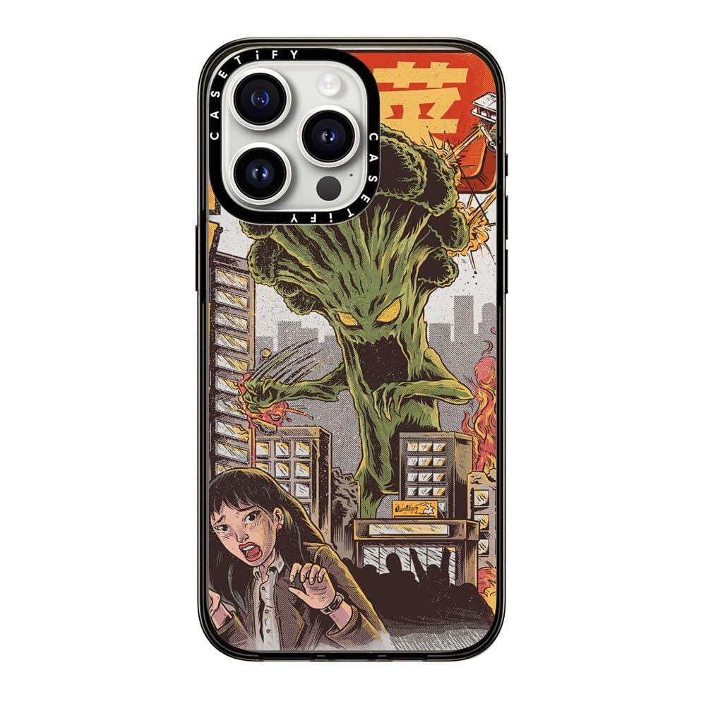 Casetify Compact Case For Iphone 15 Pro Max [2X Military Grade Drop Tested / 4Ft Drop Protection]   Broccozilla   Clear Black