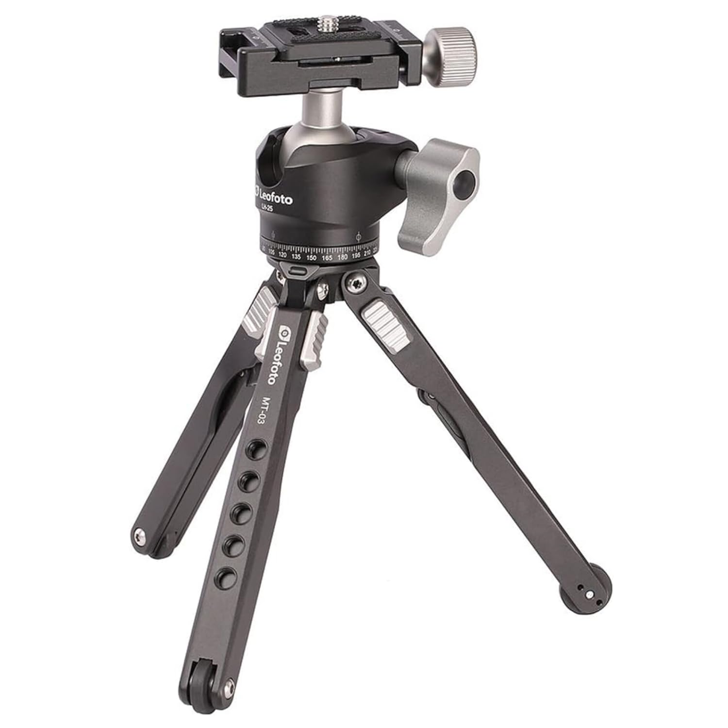 Leofoto Mt 03 Tabletop Tripod, Aluminum Mini Tripod, 2 Leg Sections, Foldable Leg, Portable And Compact, 1/4'' Mounting Stud And