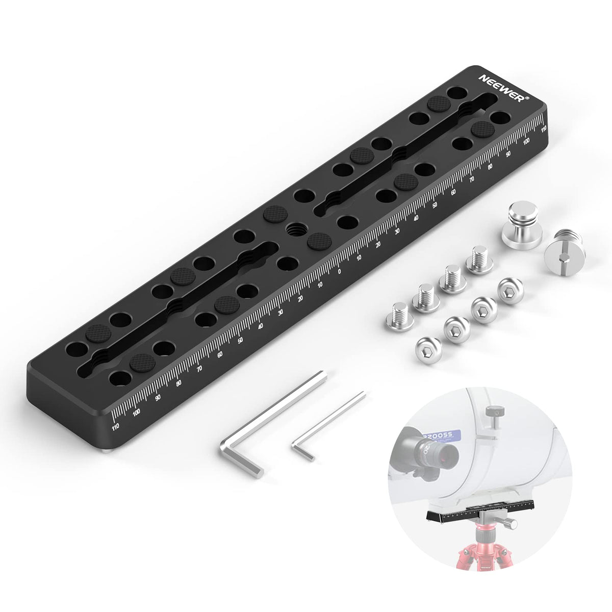 Neewer 9''/230Mm Rail Bar Vixen Style Dovetail Plate, Metal Mounting Plate Saddle With M6 1/4'' 3/8'' Camera Screw For Telescope