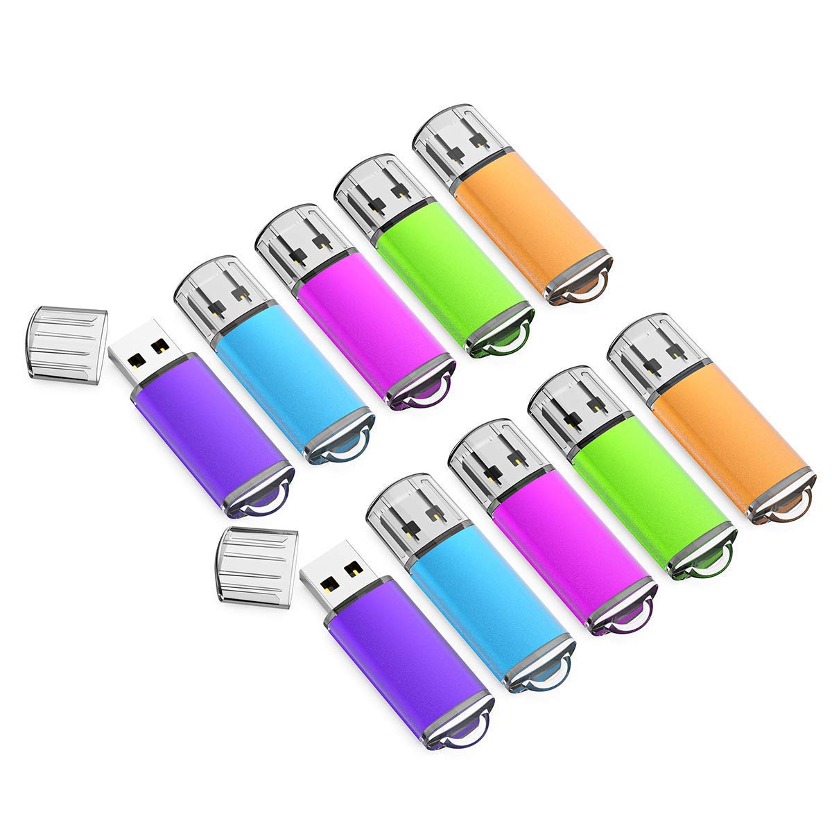8Gb Usb Flash Drive 10 Pack K&Zz Usb 2.0 Thumb Drive 8 Gb Memory Stick Gig Sticks Data Drive Flash Stick U Disk With Led Indicator (5 Mixed Colors: Blue Green Pink Orange Purple)