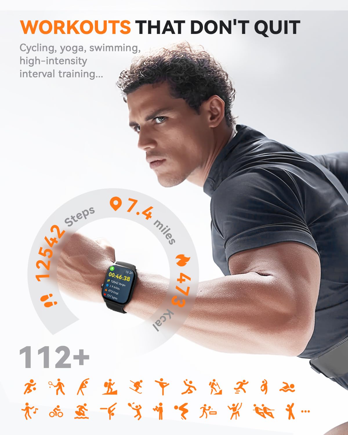 Smart Watch For Men Women  Answer/Make Call, 2024 Ip68 Waterproof Fitness Tracker Watch With Heart Rate Monitor Sleep Step Count