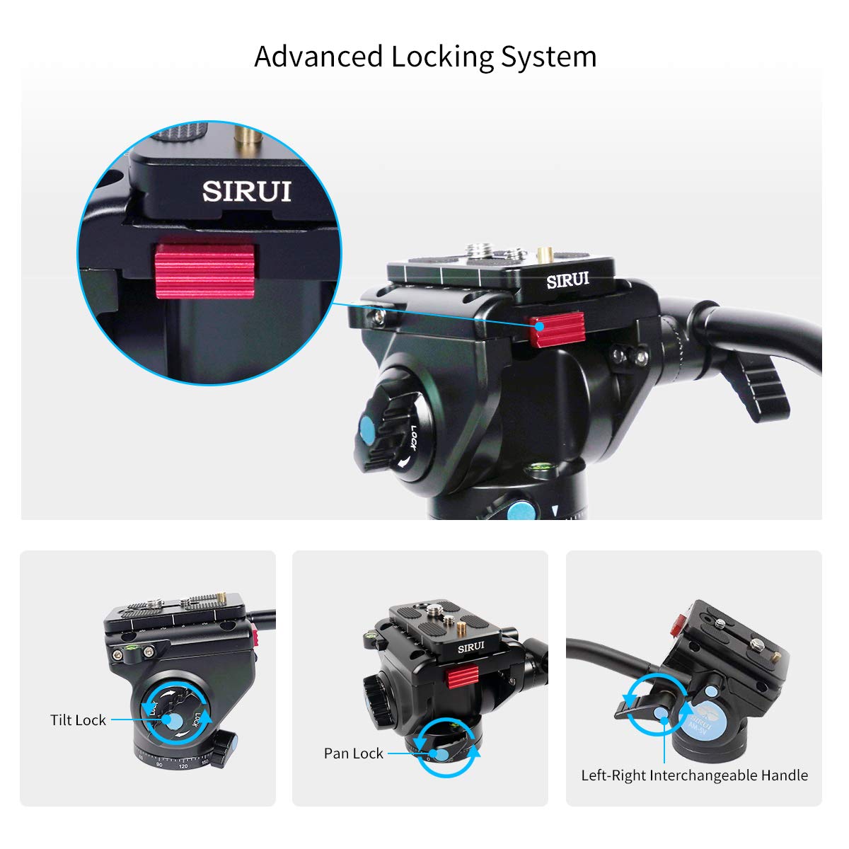 Sirui Fluid Video Head Am 5V, Lightweight Tripod Head With Quick Release Plate For Video Camera