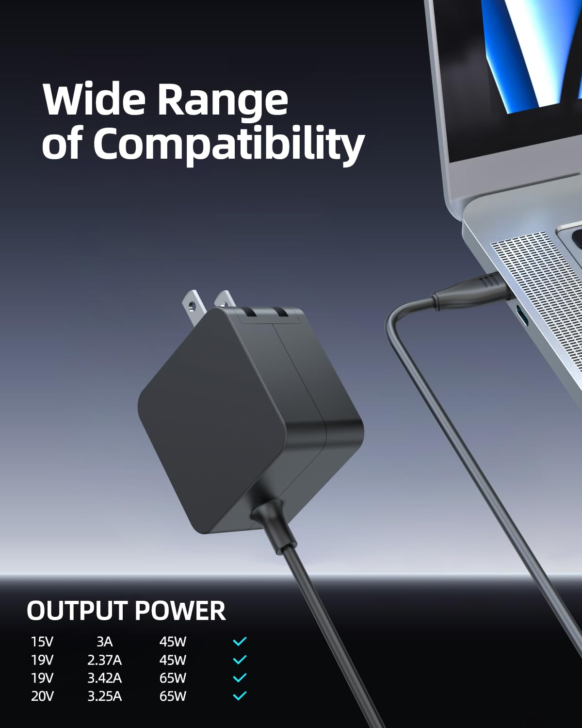 Charger For Asus Vivobook 15 17 14 16 S15 S14, Zenbook 14, Expertbook B5, Chromebook (Certified By Ul Safety) Flip Oled 65W 45W