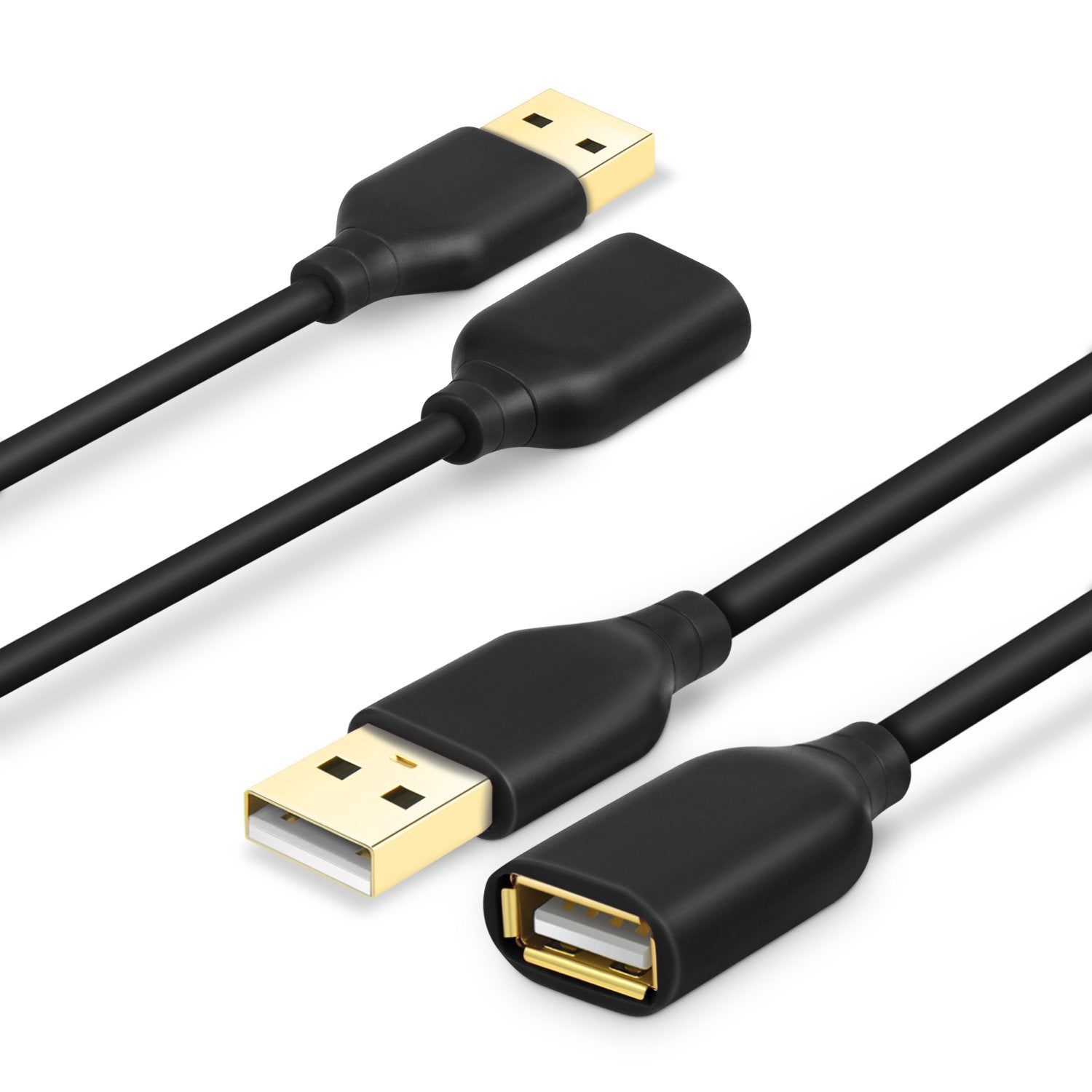 Costyle Usb Extension Cable 6Ft, 2 Pack Usb 2.0 Usb Type A Male To A Female Extension Cord Usb Cable Extender With Gold Plated Connectors For Usb Keyboard,Flash Drive,Hard Drive (Black)