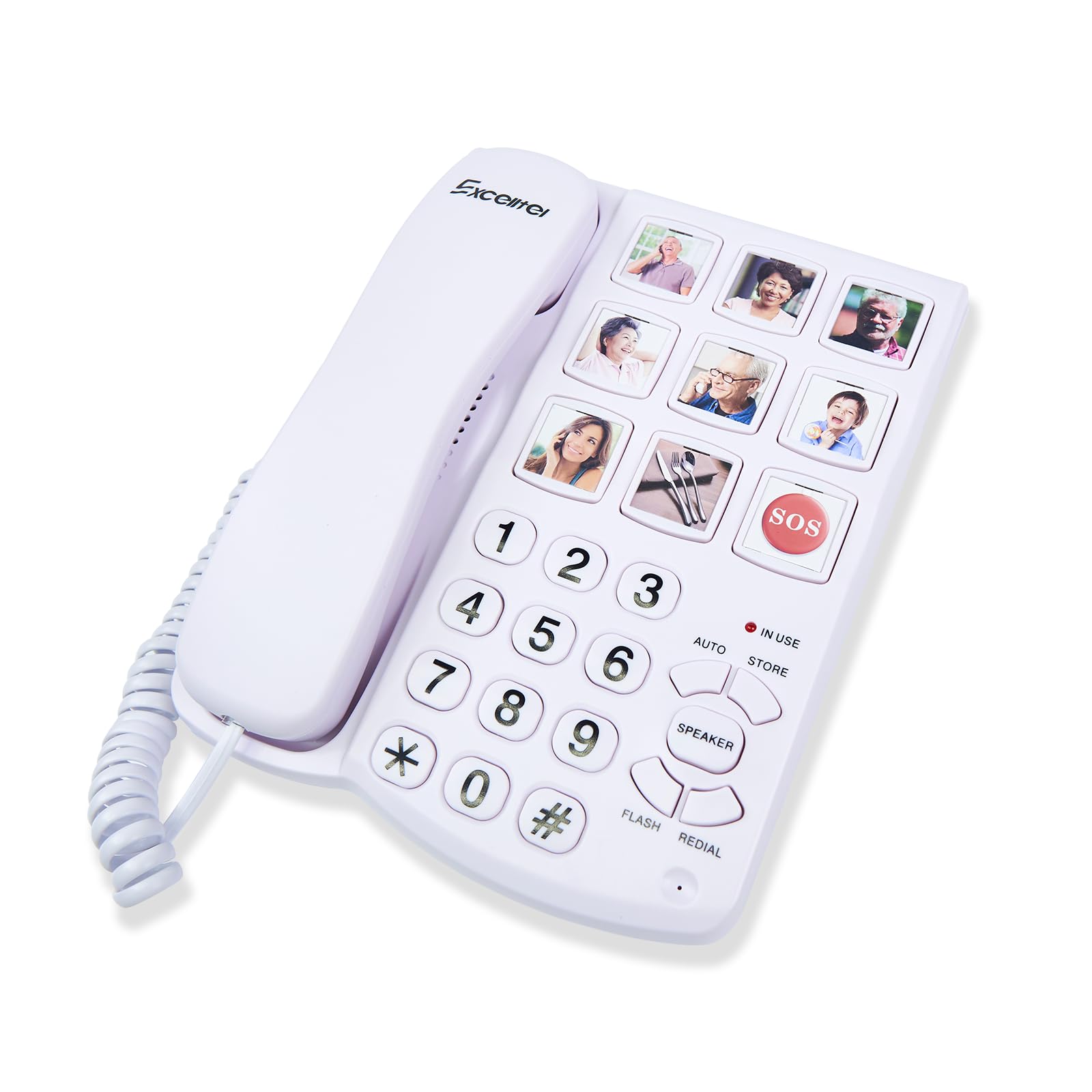 Excelltel Big Button Phone for Seniors, Corded Landline Telephone with Handsfree Function and 9 Groups of Memory, One-Touch Dial